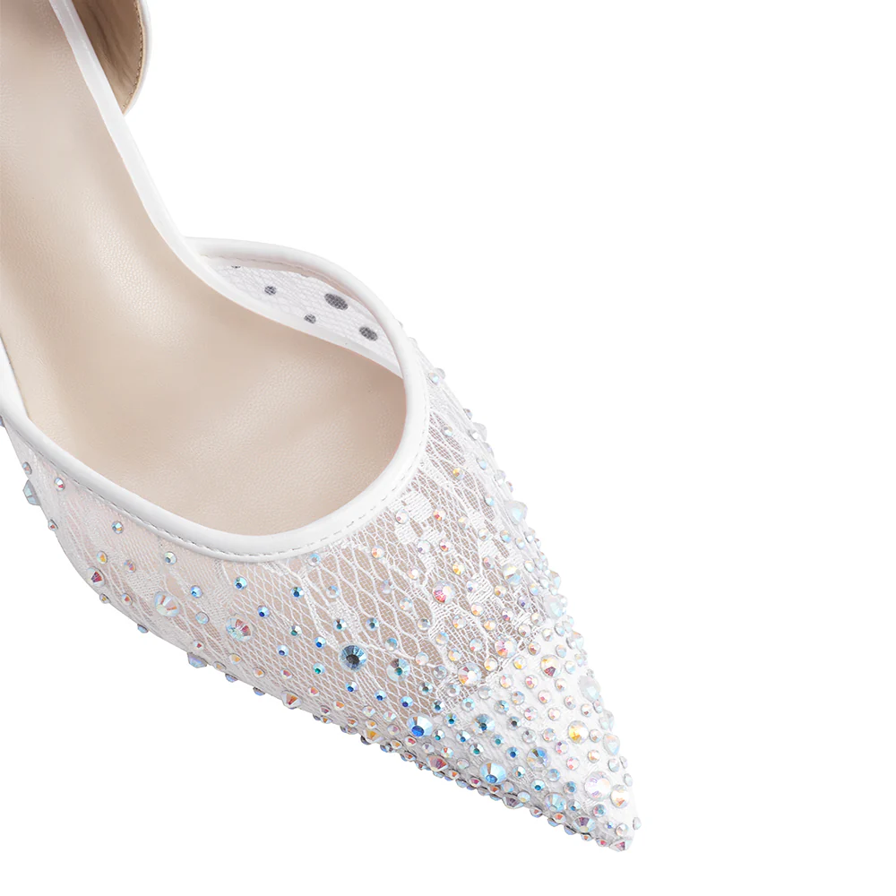 Elegant Slingback Stiletto Heels - White - Image 4