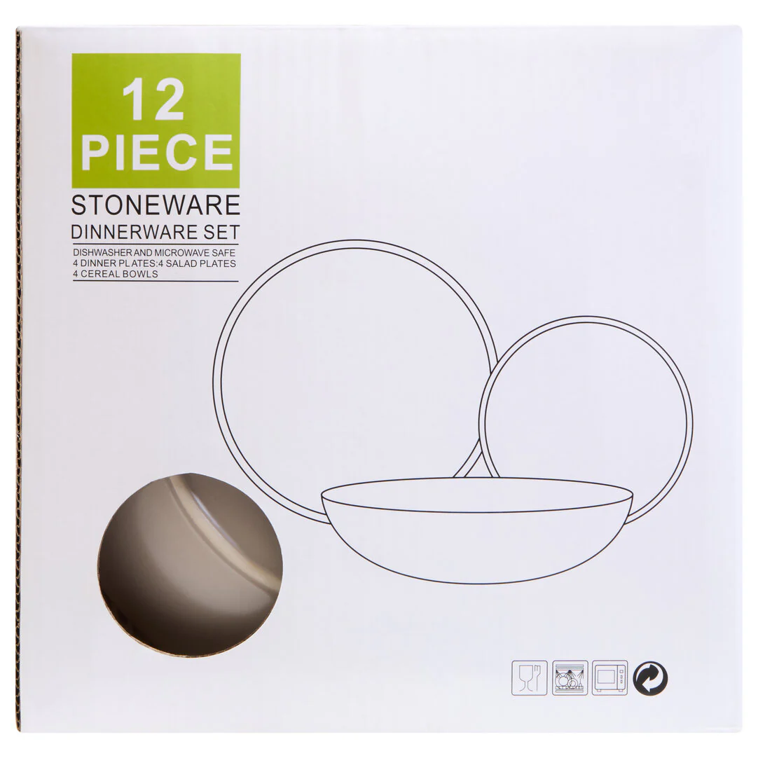 Elmira 12 Piece Grey Stoneware Dinner Set - Image 6