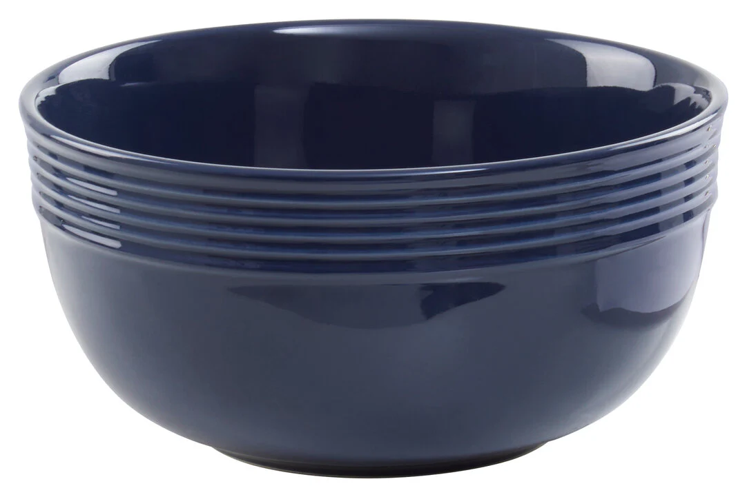 Elmira 16 Piece Dark Blue Stoneware Dinner Set With Grooves - Image 4