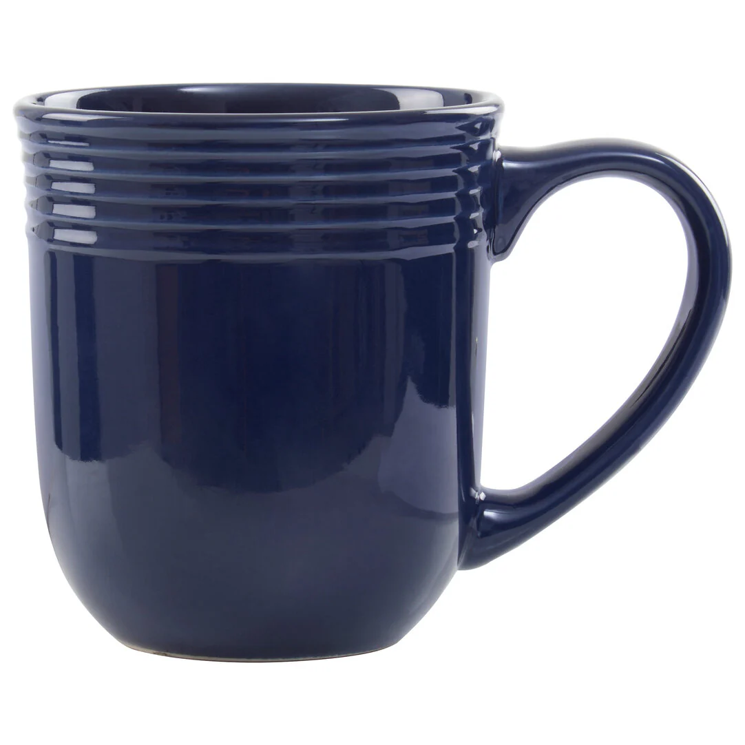 Elmira 16 Piece Dark Blue Stoneware Dinner Set With Grooves - Image 5