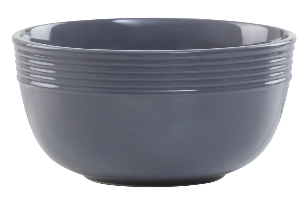Elmira 16 Piece Dark Grey Stoneware Dinner Set With Grooves - Image 3