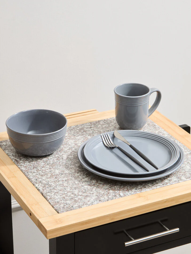 Elmira 16 Piece Dark Grey Stoneware Dinner Set With Grooves - Image 5