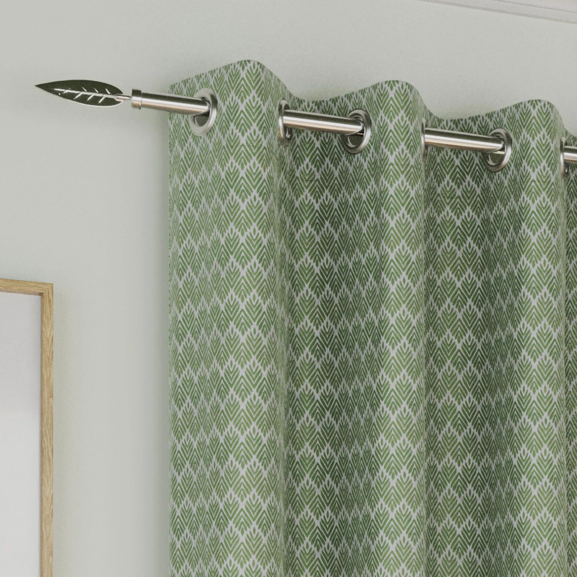 Enhanced Living Aspen Green Chevron Pattern Eyelet Thermal Noise Reducing Room Darkening Curtains - Pair - Image 3