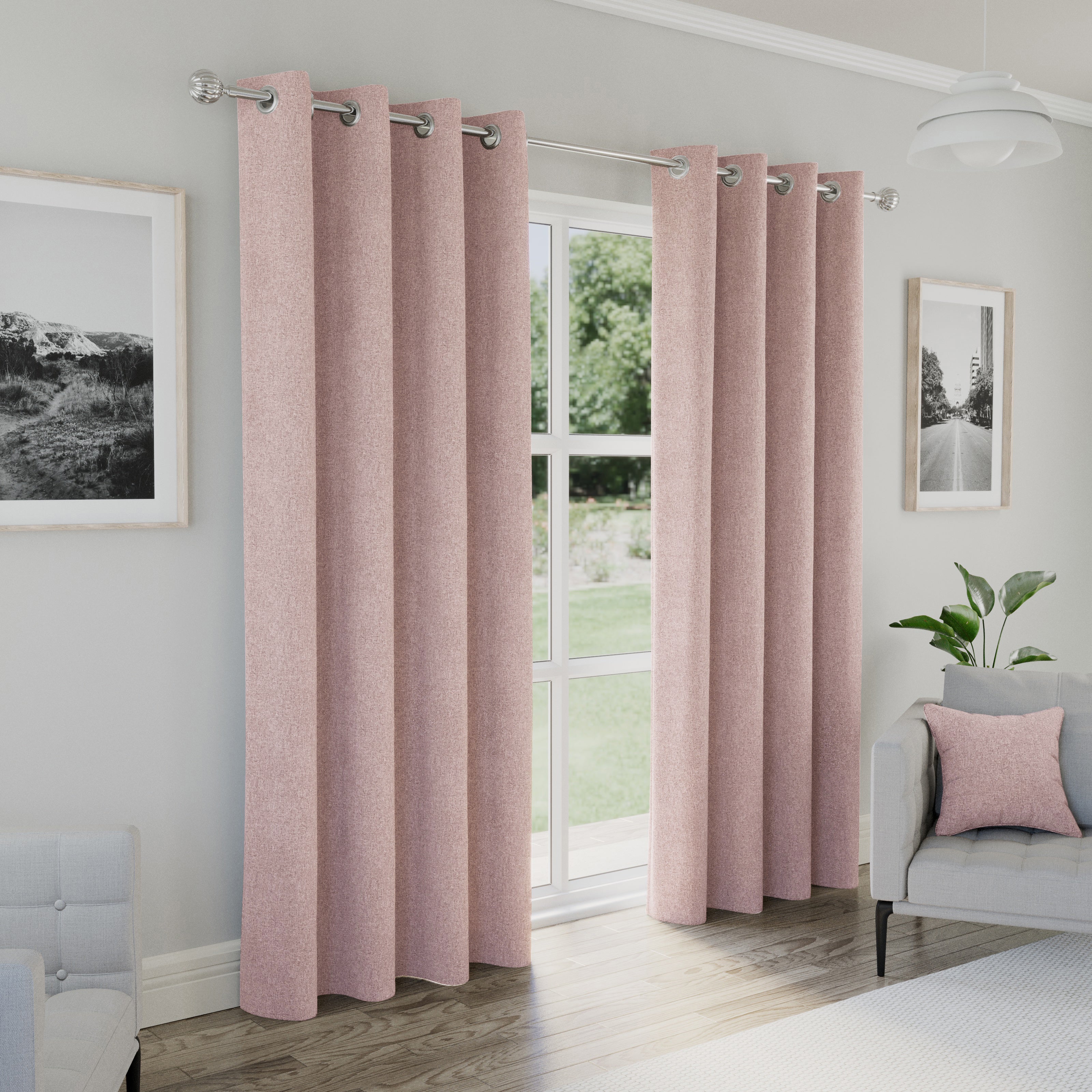 Enhanced Living Austin 100% Blackout, Thermal Blush Pink Curtains With Eyelet Header - Pair - Image 2