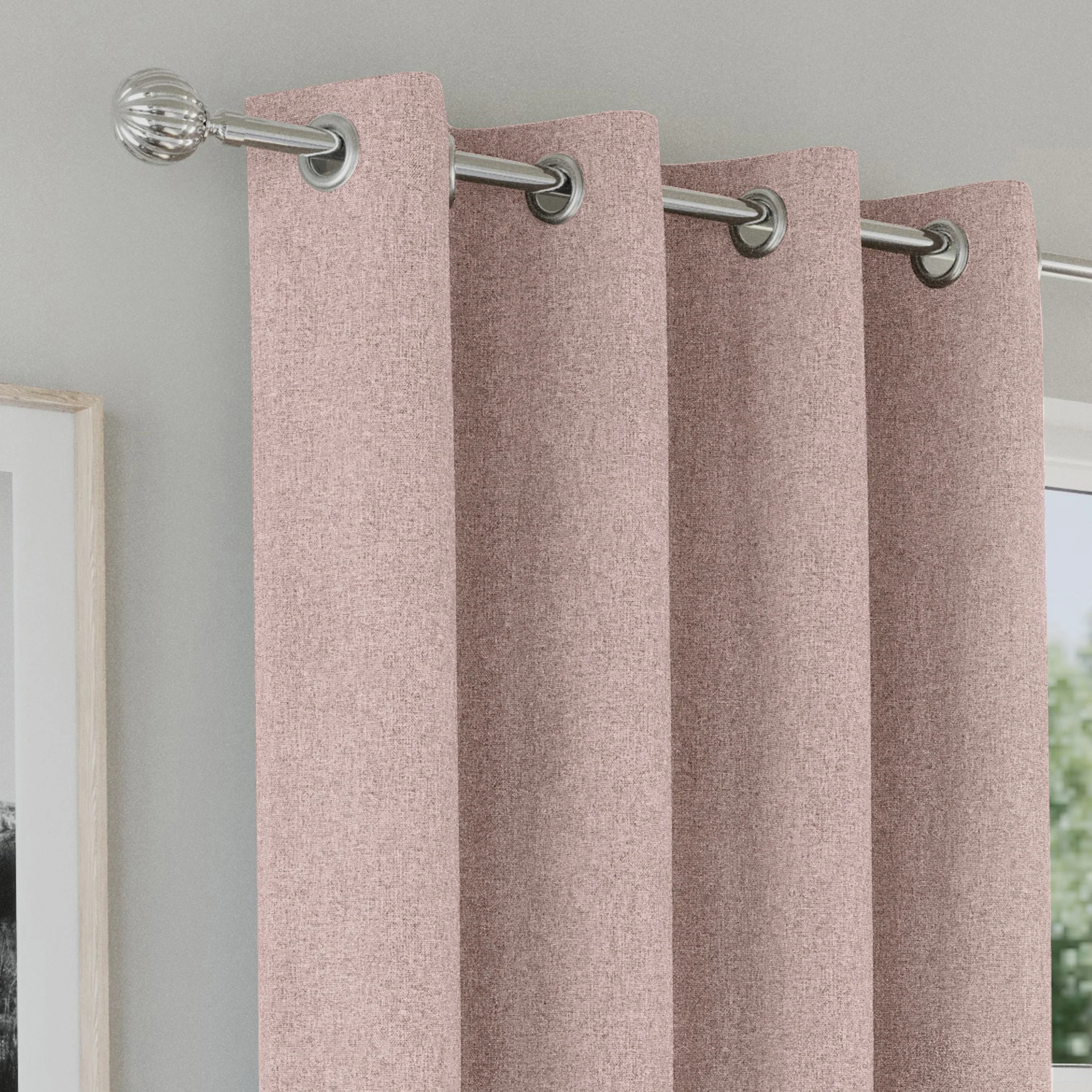Enhanced Living Austin 100% Blackout, Thermal Blush Pink Curtains With Eyelet Header - Pair - Image 3
