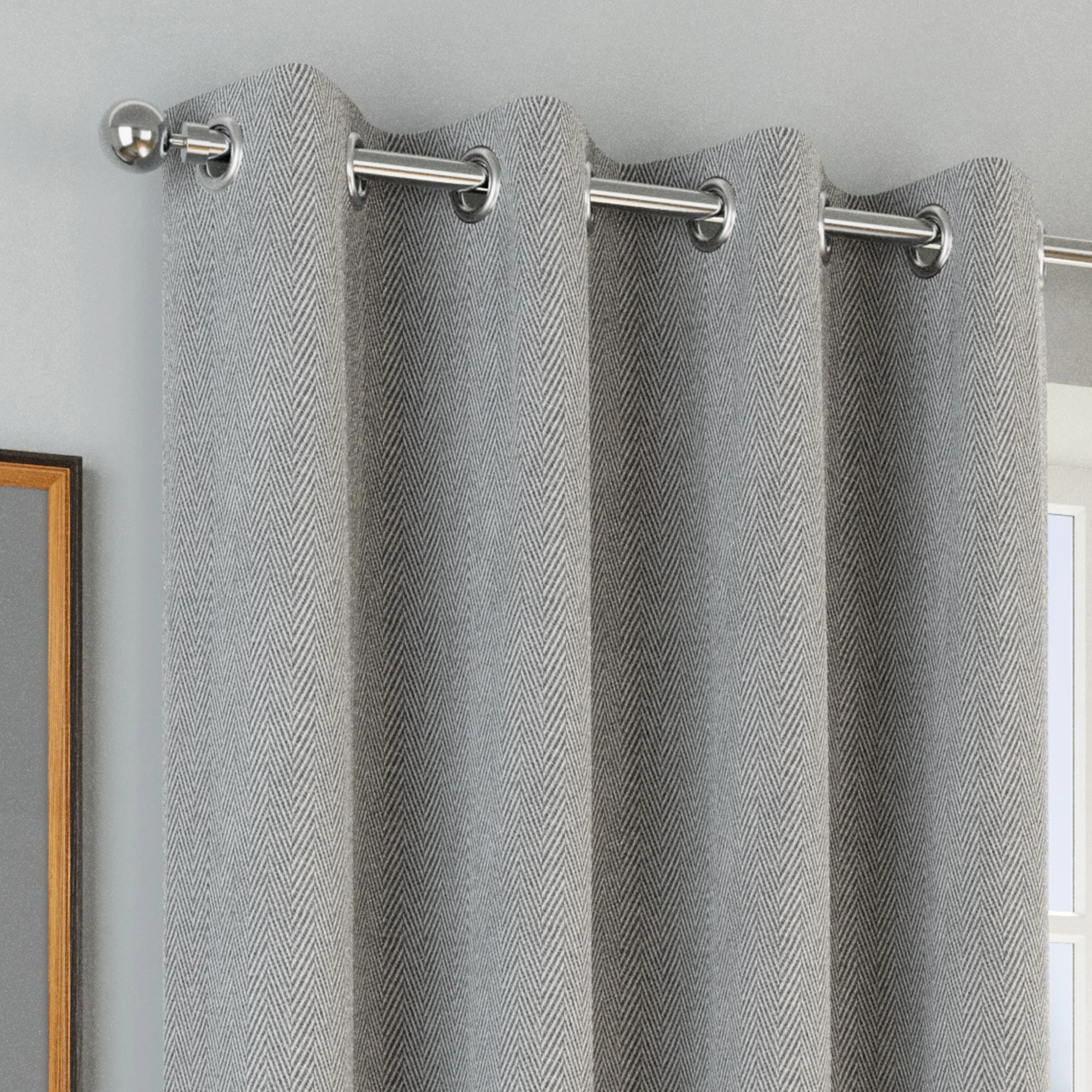Enhanced Living Chester Grey Eyelet Thermal Noise Reducing Blackout Curtains - Pair - Image 2