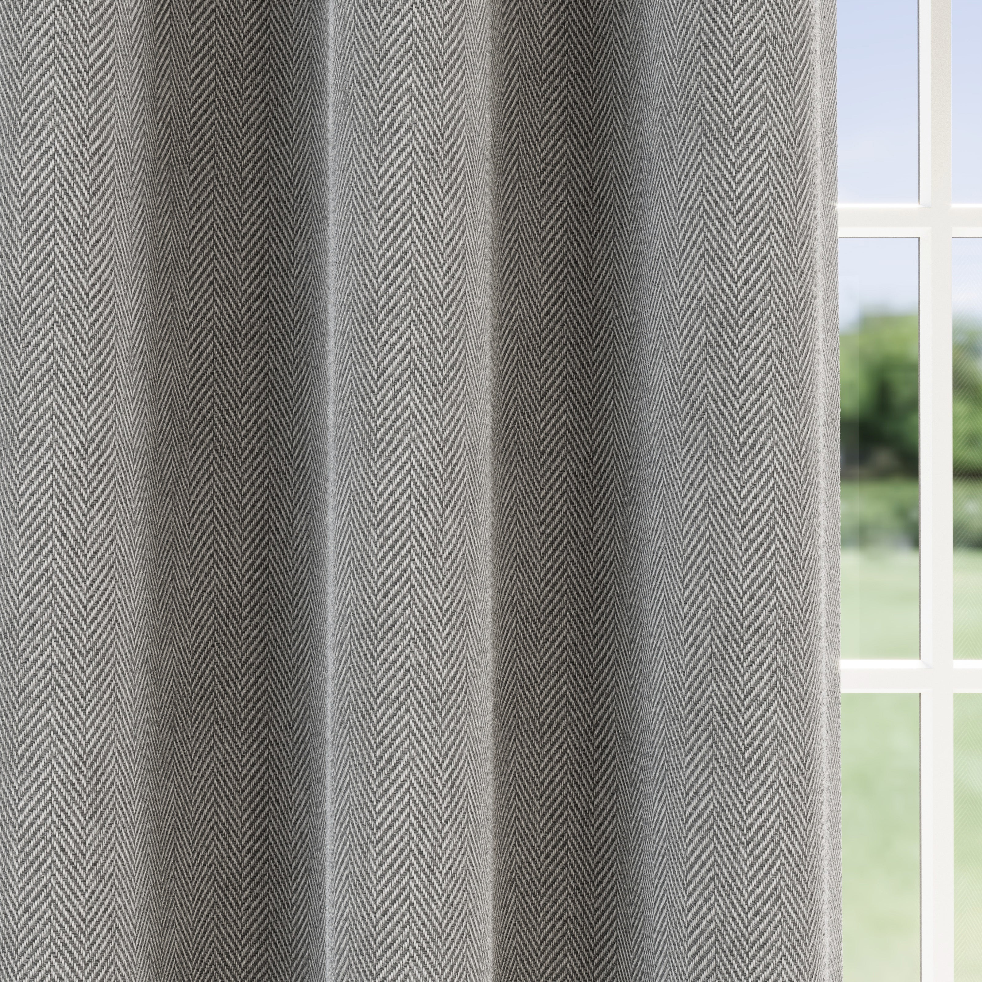 Enhanced Living Chester Grey Eyelet Thermal Noise Reducing Blackout Curtains - Pair - Image 3