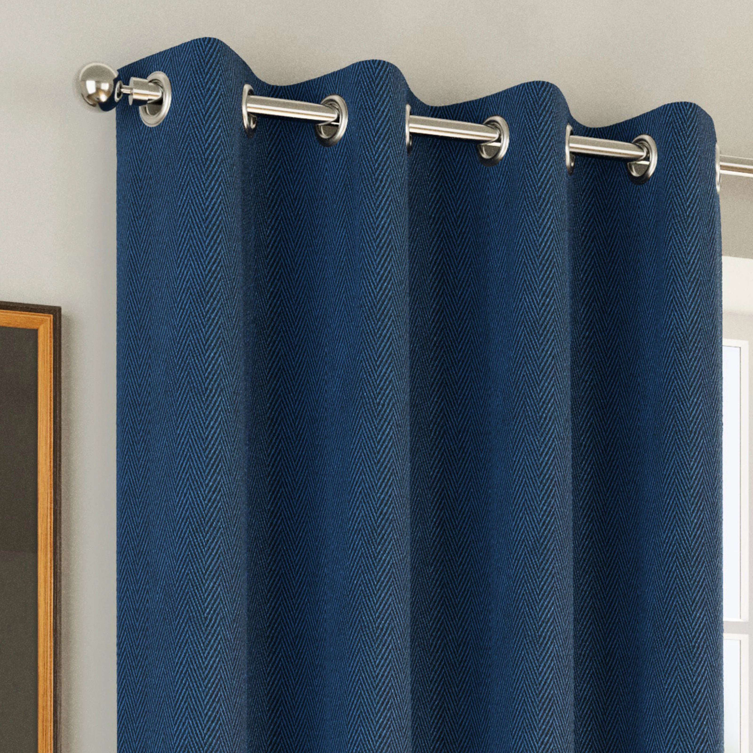Enhanced Living Chester Navy Eyelet Thermal Noise Reducing Blackout Curtains - Pair - Image 2