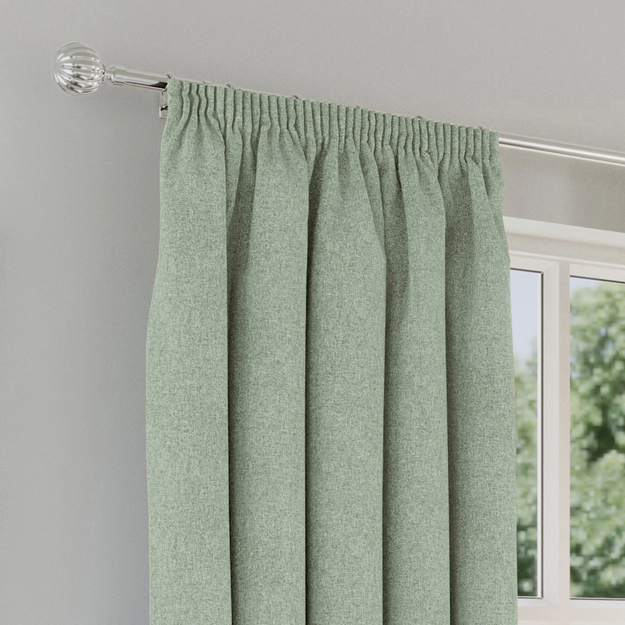 Enhanced Living Dallas 100% Blackout Thermal Natural Green Curtains with 3" Tape Top Header - Pair - Image 2