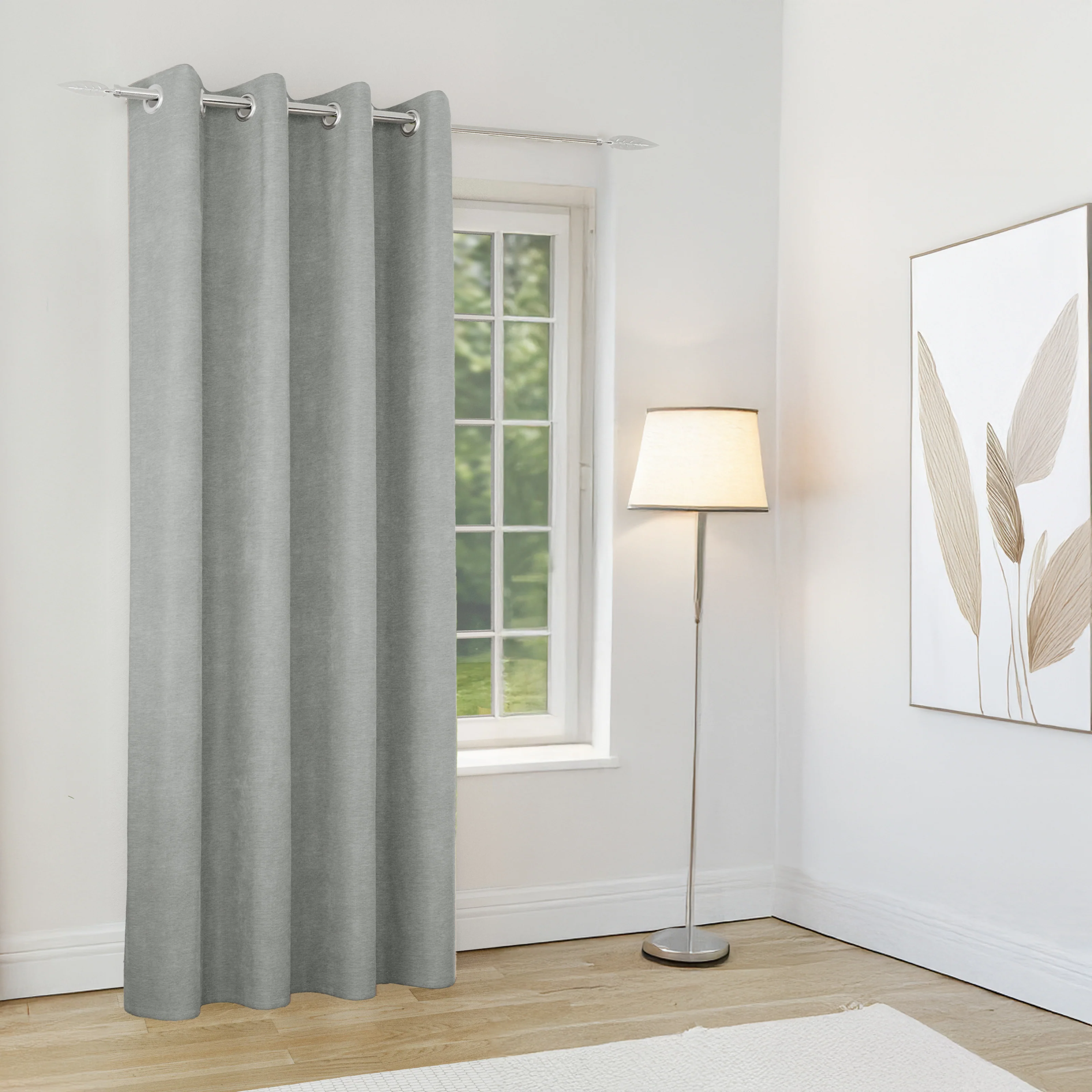 Enhanced Living Knightsbridge 100% Blackout, Thermal Grey Single Door Curtain With Eyelet Header (168x214 Cm) - Image 9