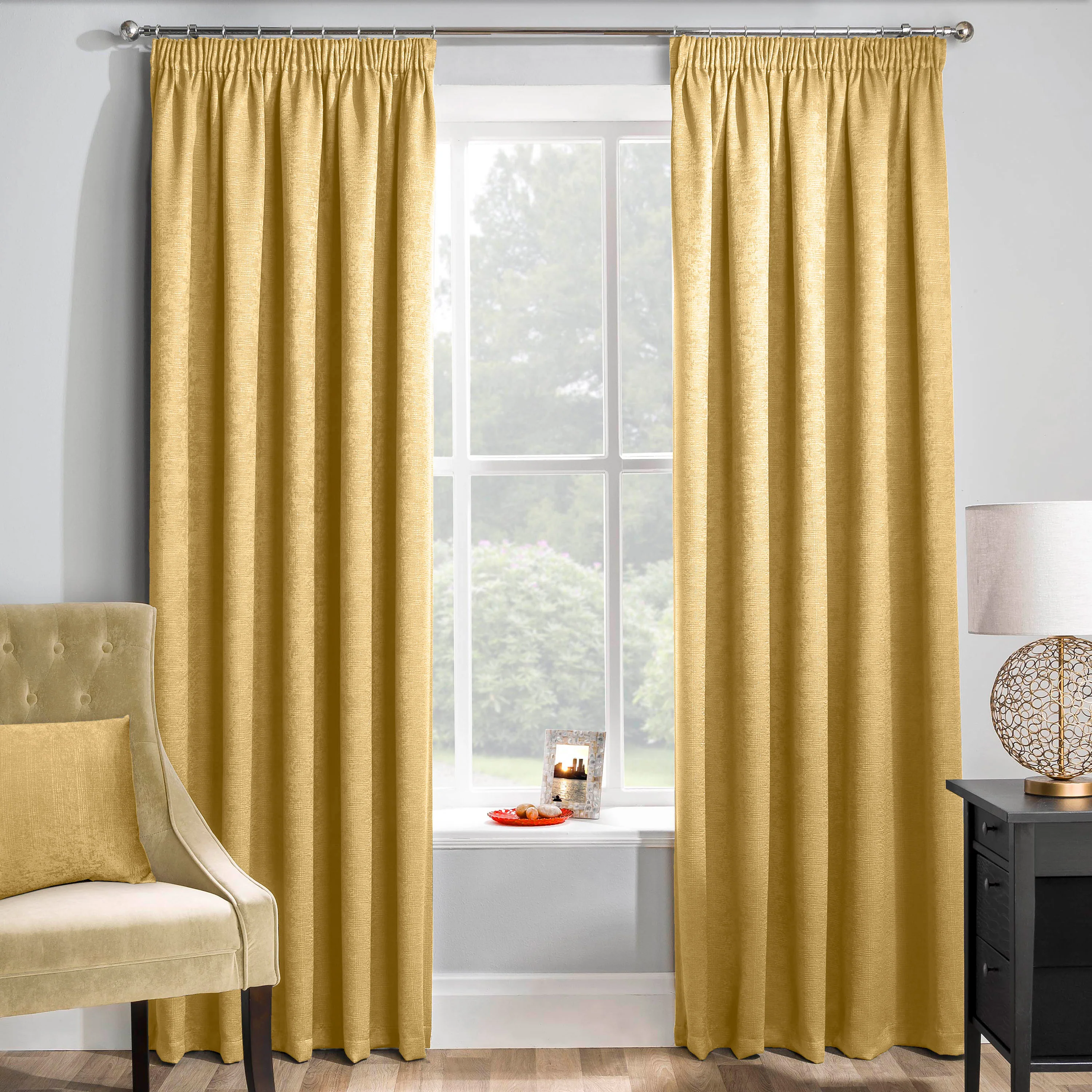 Enhanced Living Matrix Ochre Tape Top Thermal Noise Reducing Dim Out Curtains - Pair - Image 2