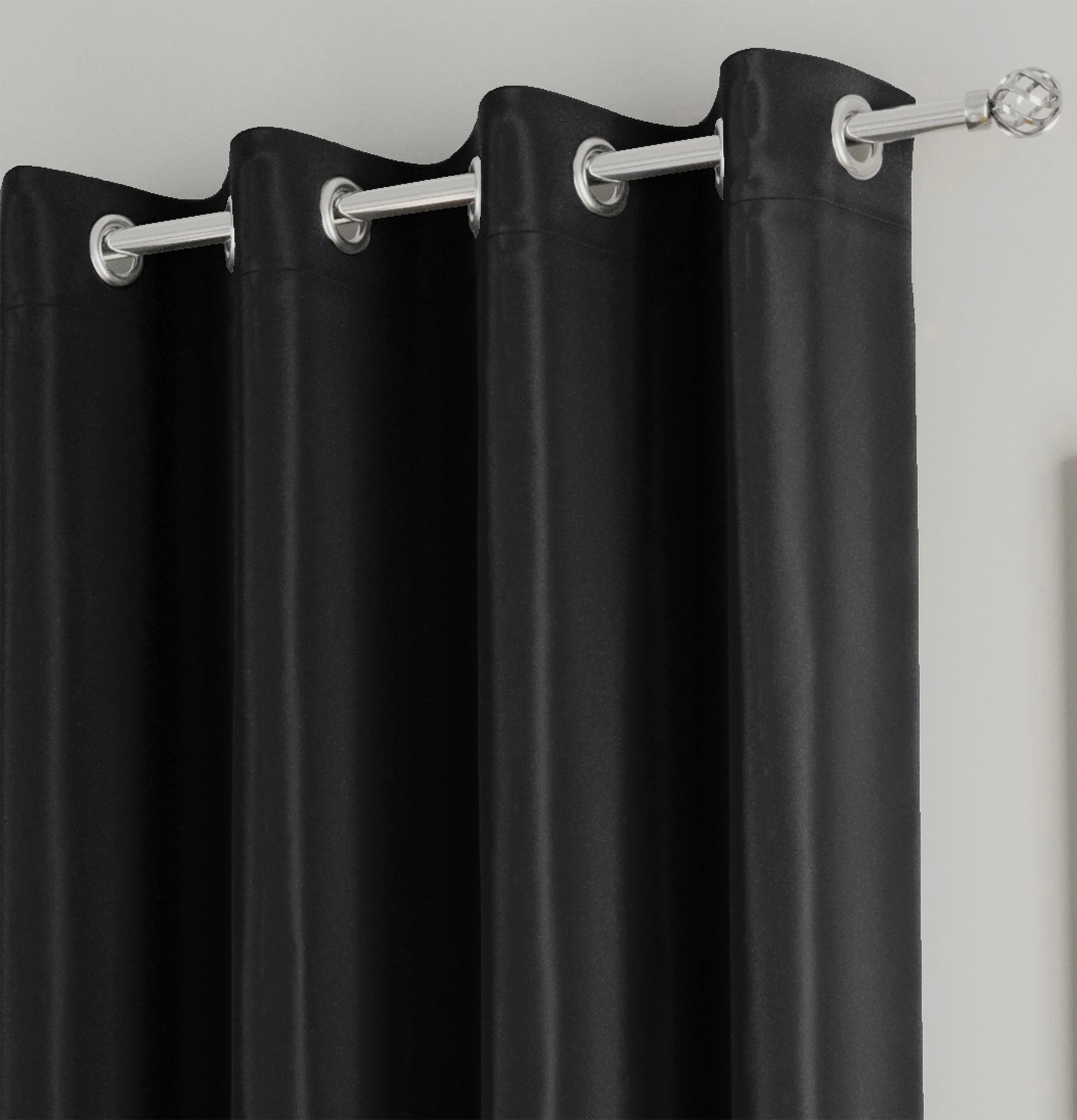 Enhanced Living Nightfall Plain Supersoft Black Thermal Blockout Eyelet Curtains - Black - Image 3