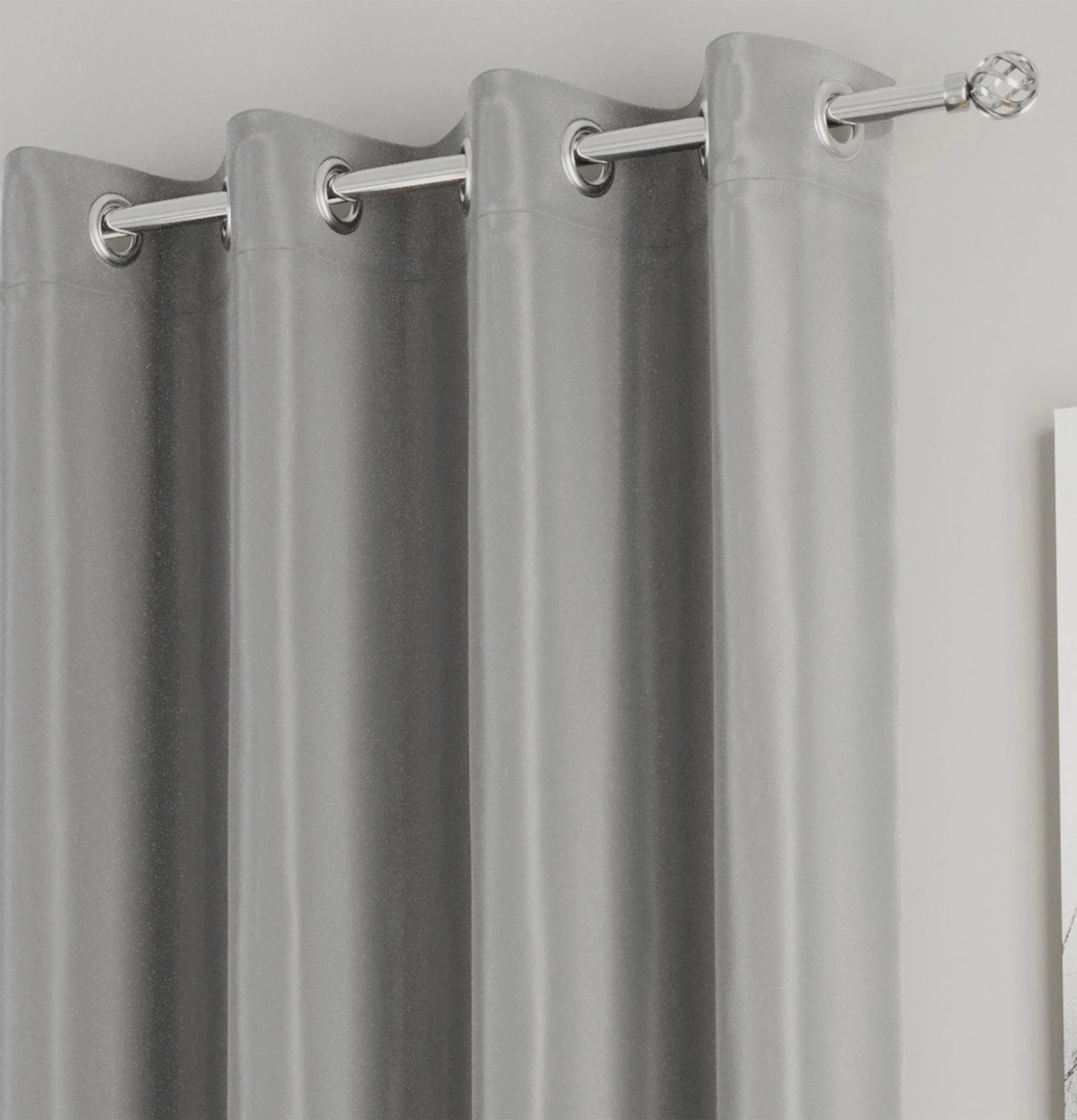 Enhanced Living Nightfall Plain Supersoft Grey Thermal Blockout Eyelet Curtains - Pair - Image 3