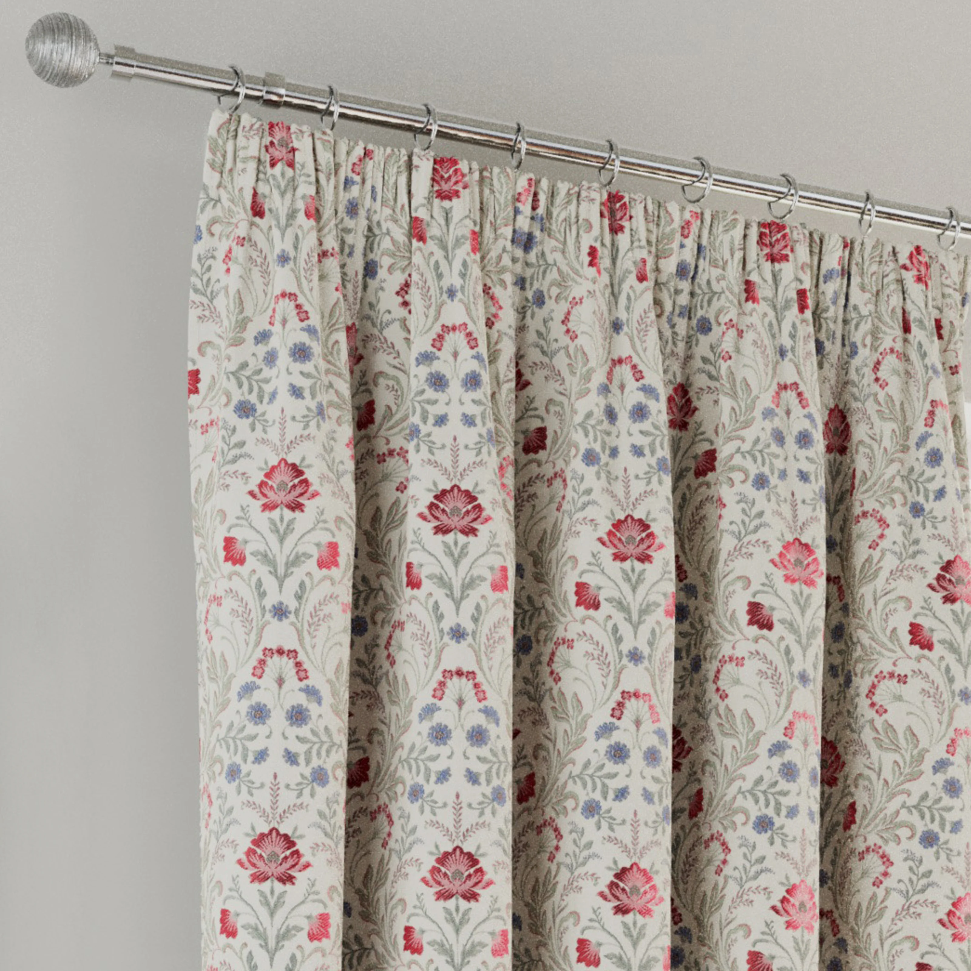 Enhanced Living Red Floral, 100% Blackout, Thermal Curtains with Tape Top Header - Pair - Image 3
