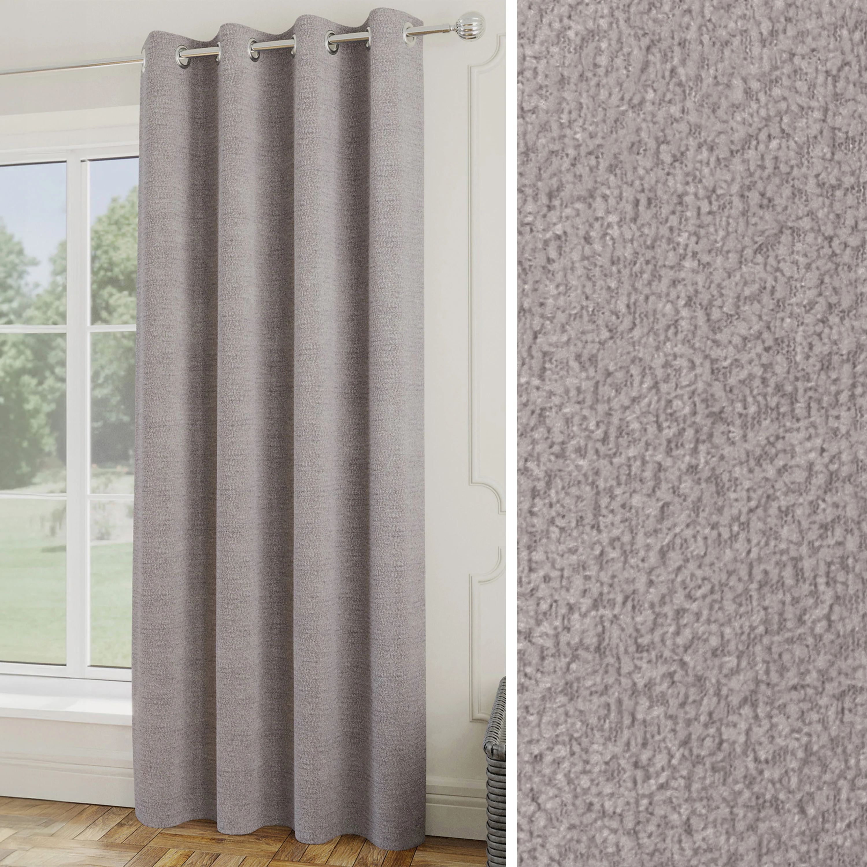 Enhanced Living Royale Room Darkening Boucle Readymade Single Door Curtain - Image 6