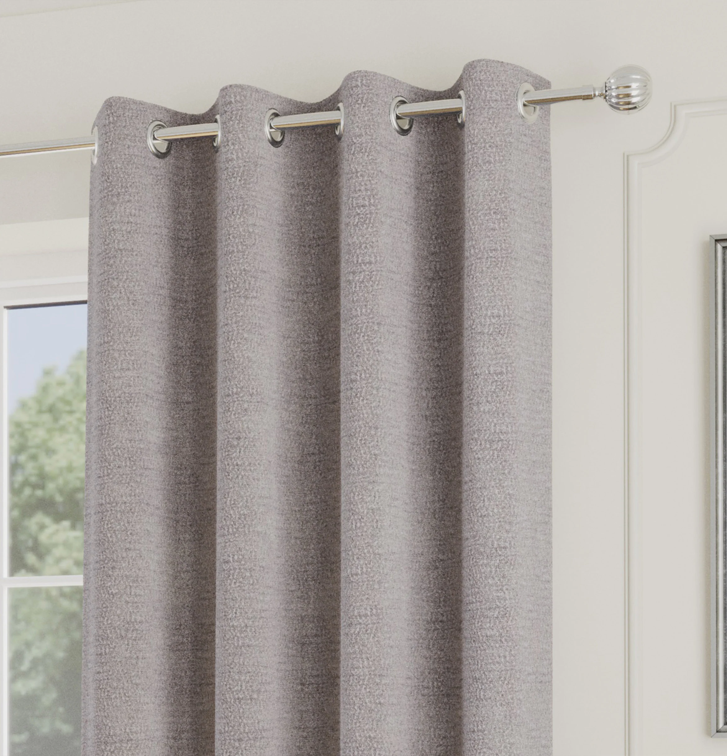 Enhanced Living Royale Silver Room Darkening Boucle Readymade Curtains - Pair - Image 3