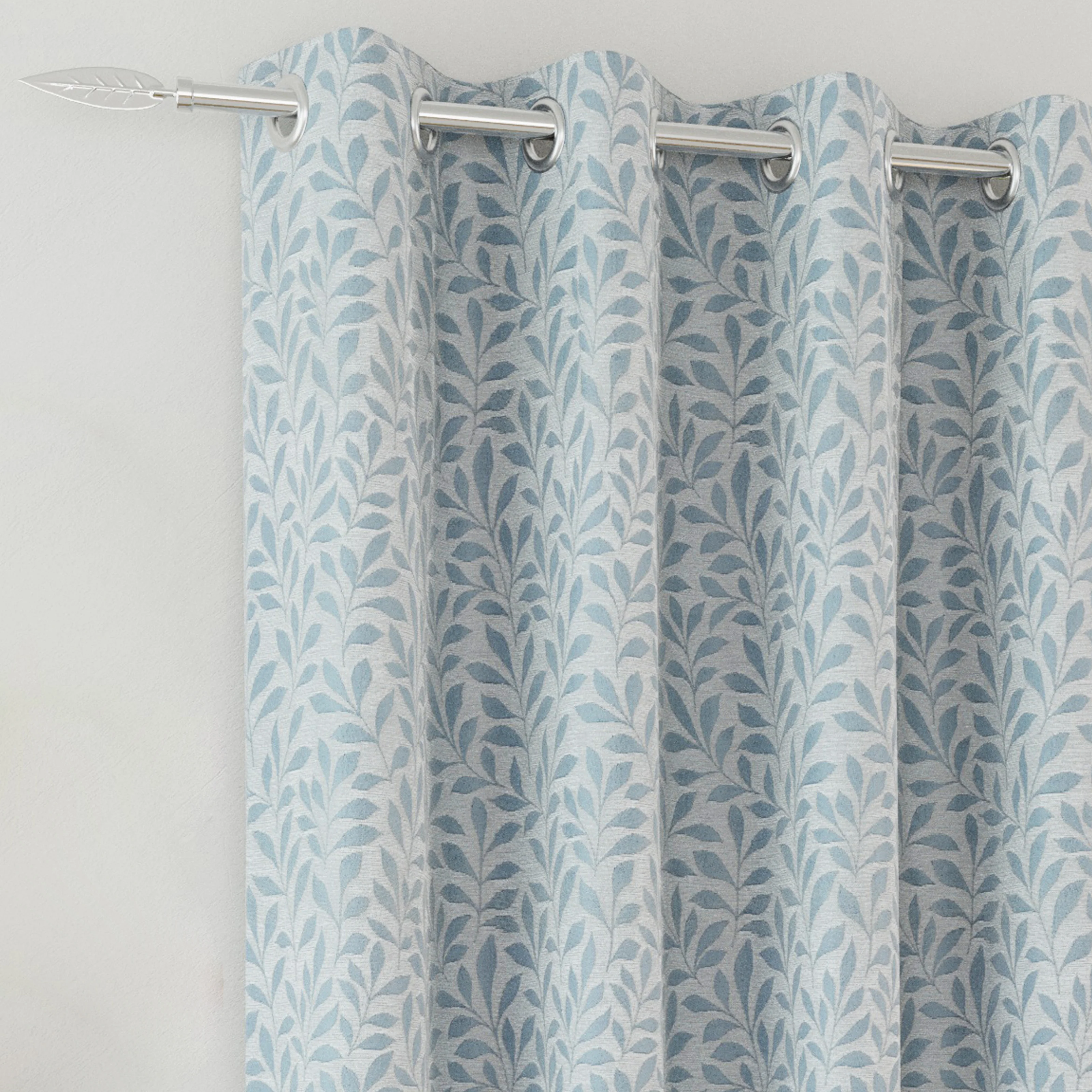 Enhanced Living Sherwood 100% Blackout, Thermal Ice Blue Curtains With Eyelet Header - Pair - Image 2