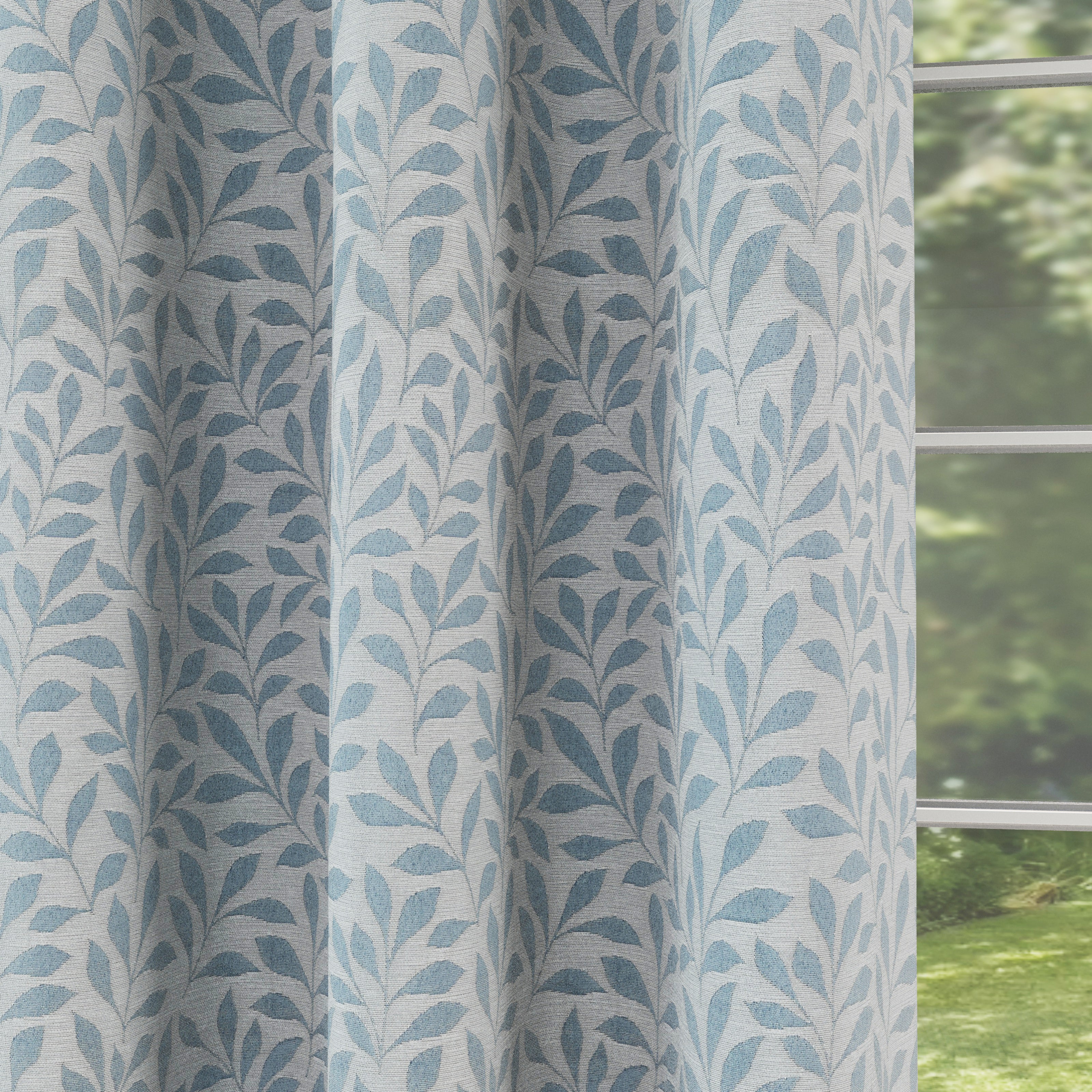 Enhanced Living Sherwood 100% Blackout, Thermal Ice Blue Curtains With Eyelet Header - Pair - Image 3