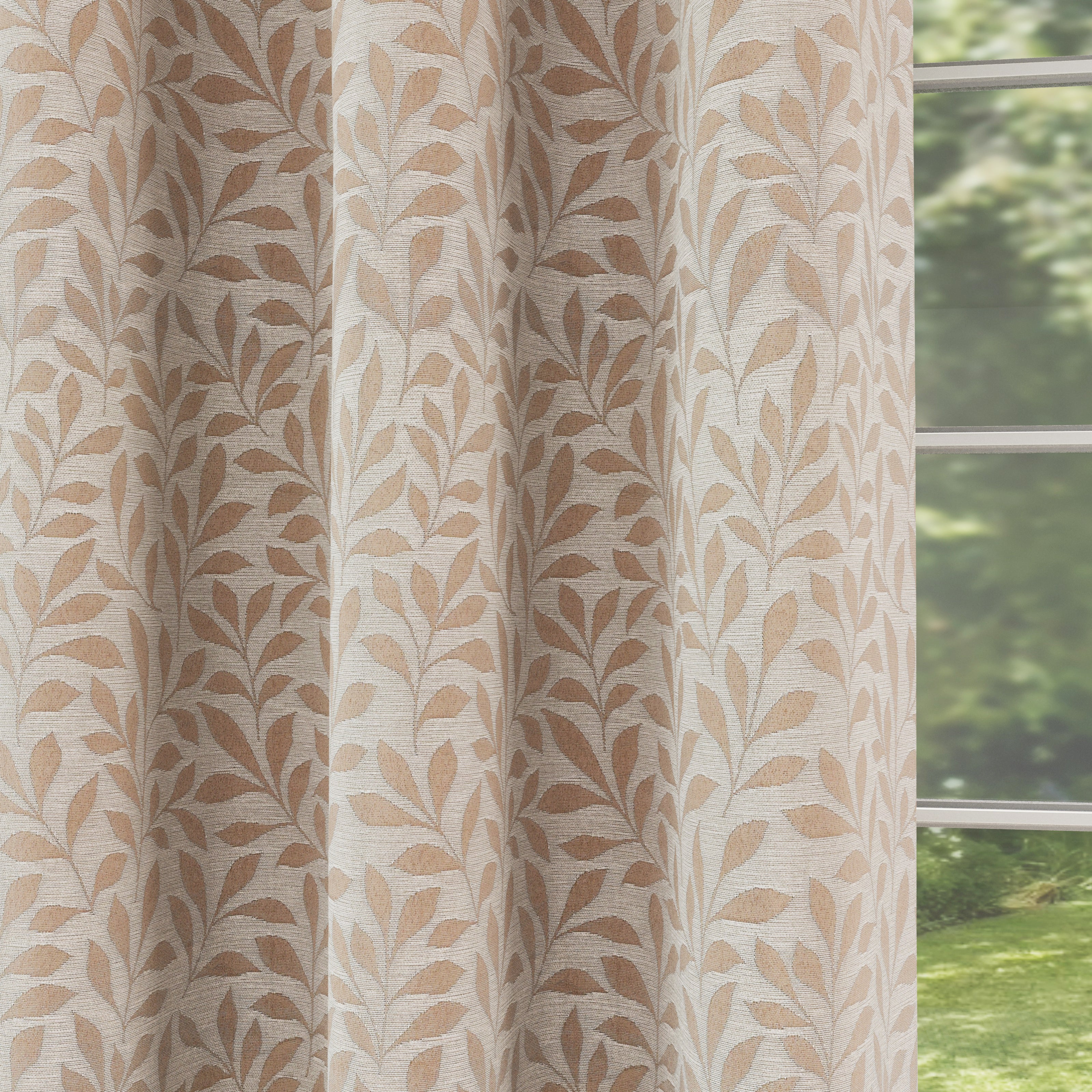 Enhanced Living Sherwood 100% Blackout, Thermal Natural Cream/Beige Curtains With Eyelet Header - Pair - Image 3