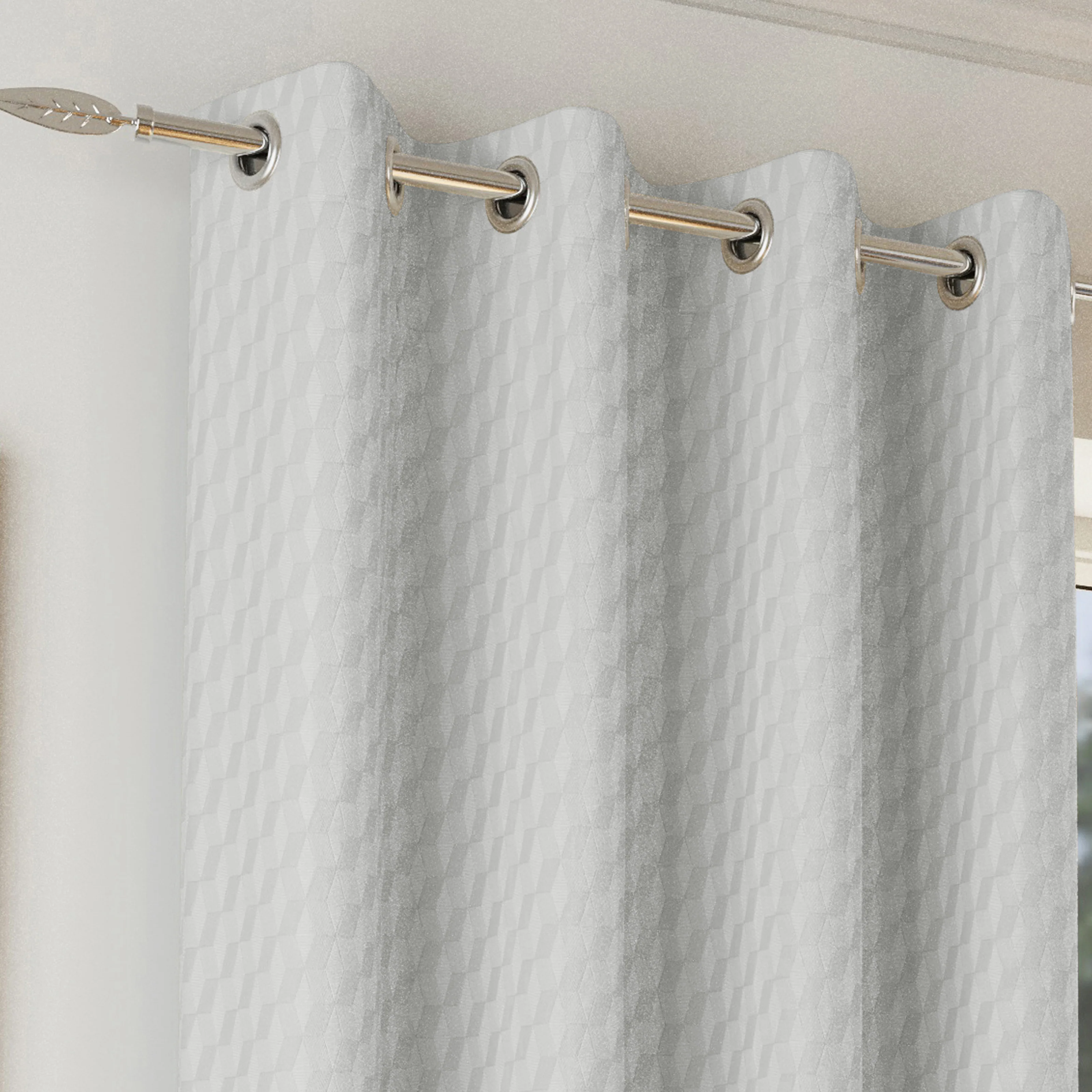 Enhanced Living Tokyo Grey Eyelet Thermal Noise Reducing Dim Out Curtains - Pair - Image 3