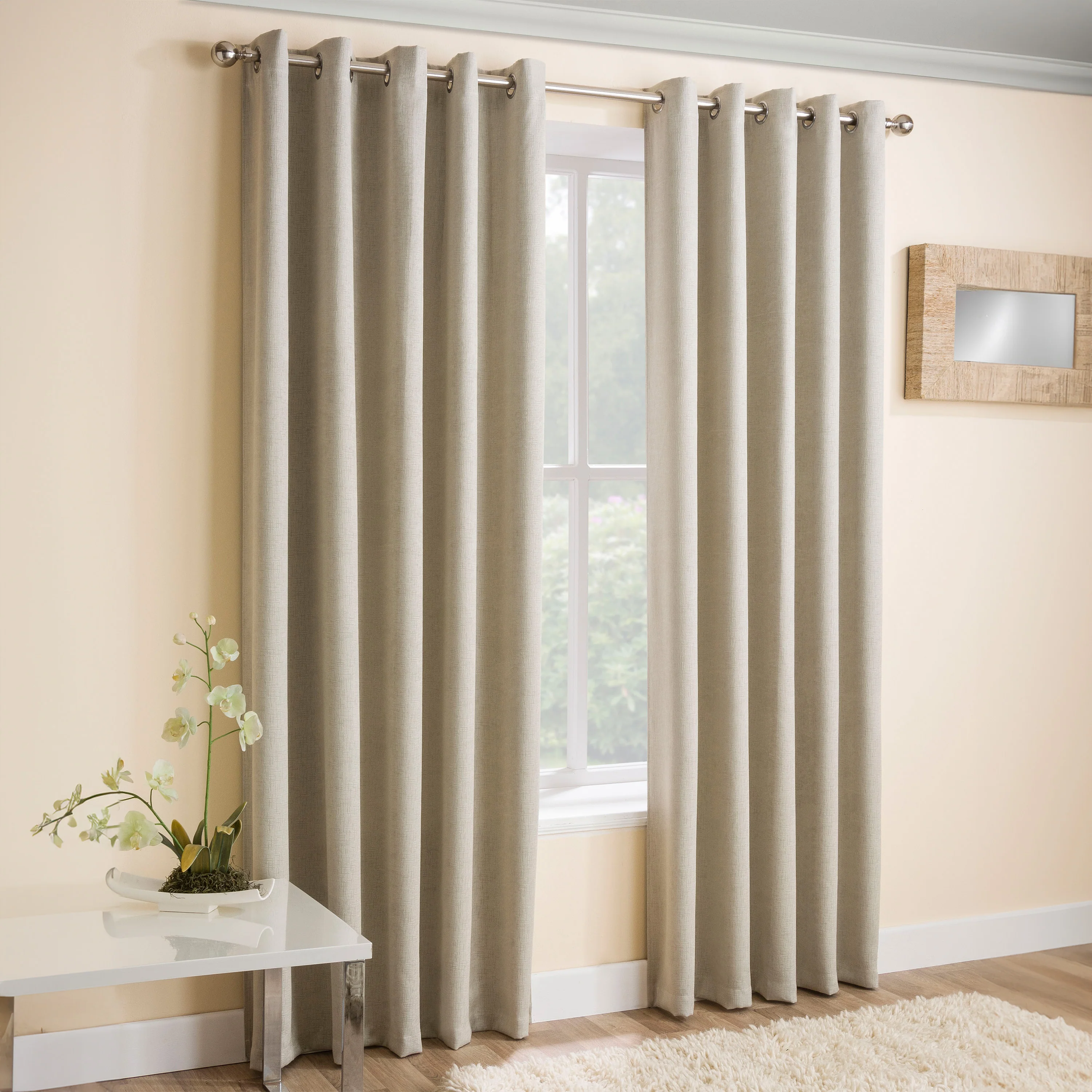 Enhanced Living Vogue Cream Eyelet Thermal Noise reducing Dim Out Curtains - Pair - Image 2