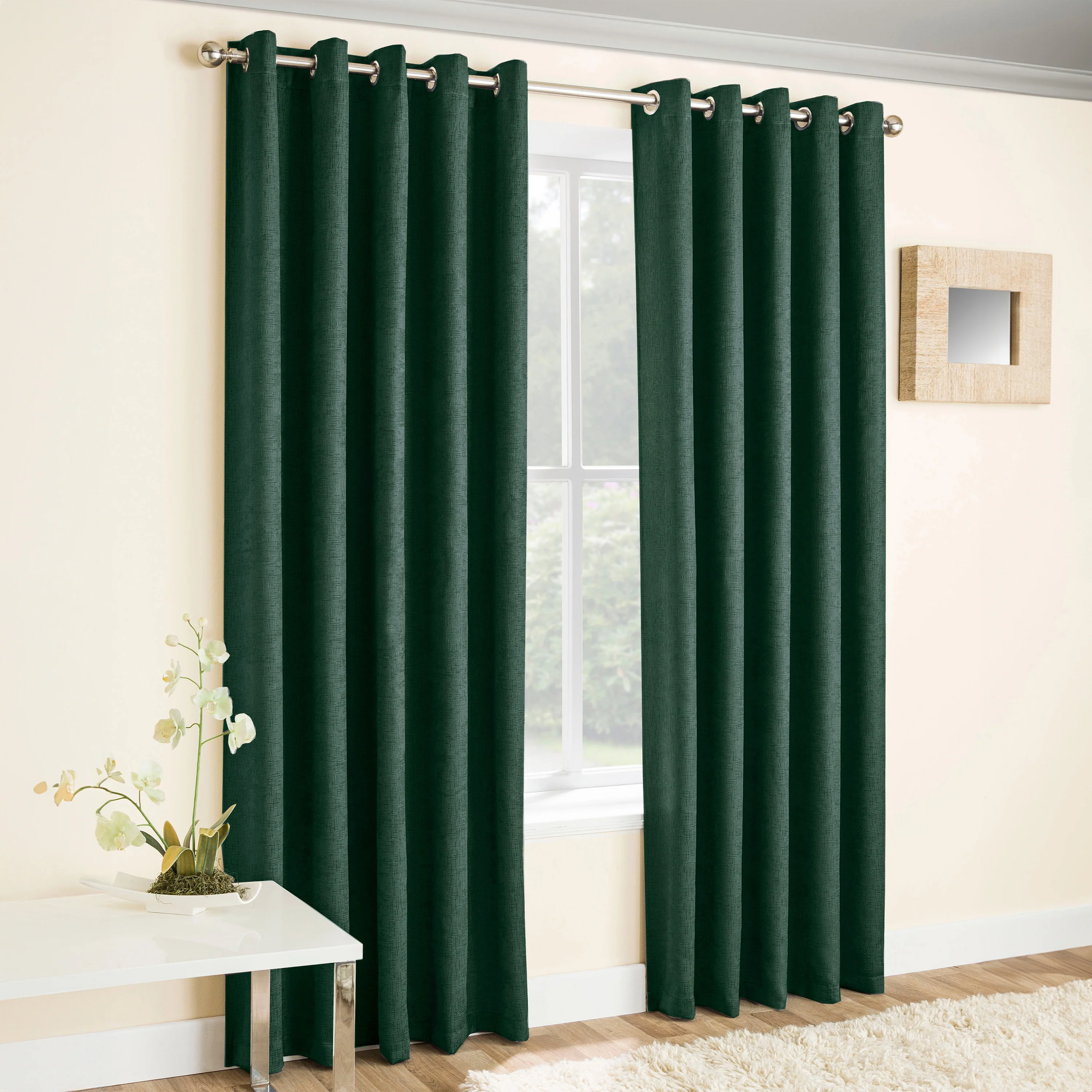 Enhanced Living Vogue Green Eyelet Thermal Noise Reducing Dim Out Curtains - Pair - Image 2