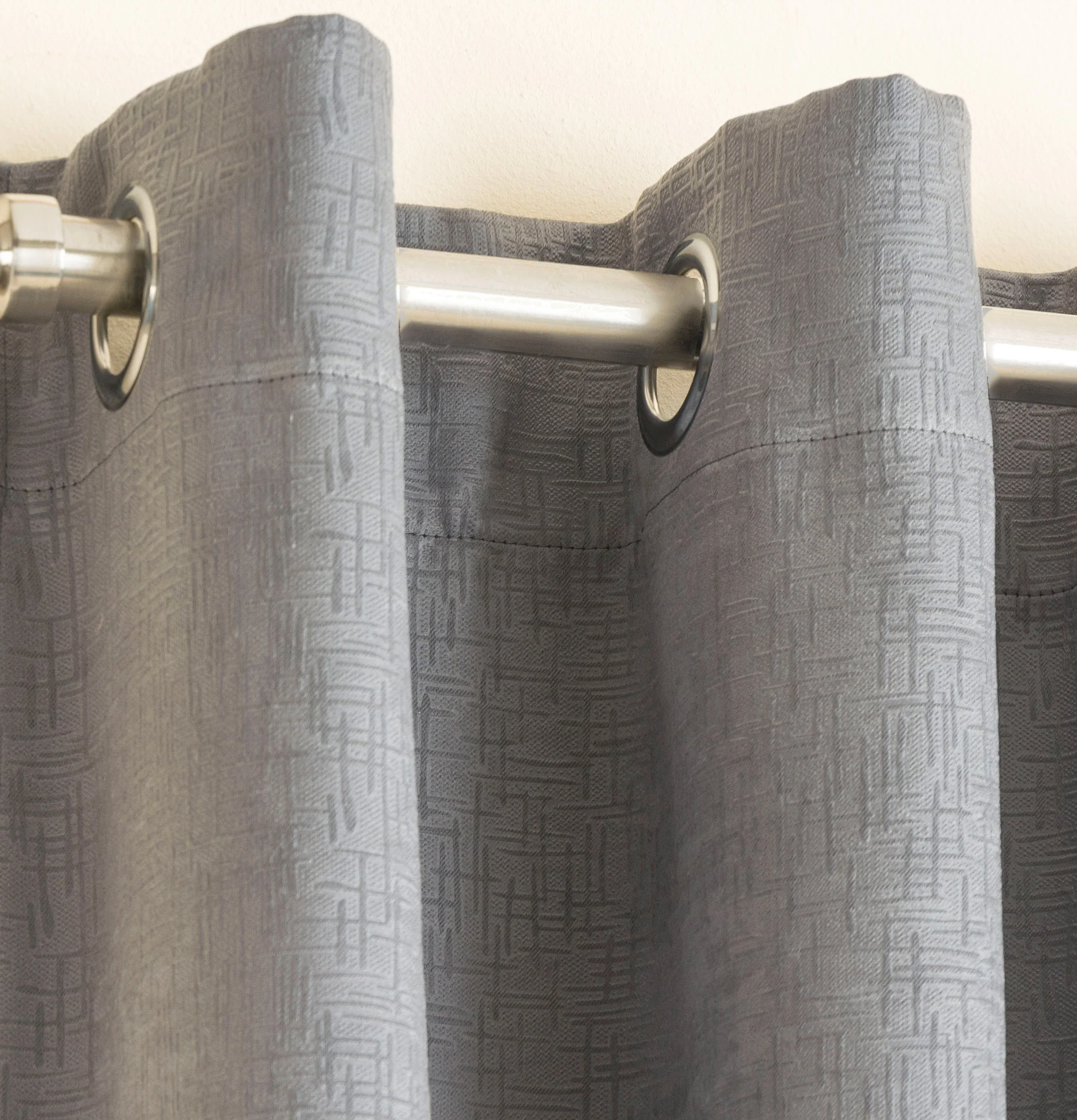 Enhanced Living Vogue Grey Silver Eyelet Thermal Noise reducing Dim Out Curtains - Pair - Image 3