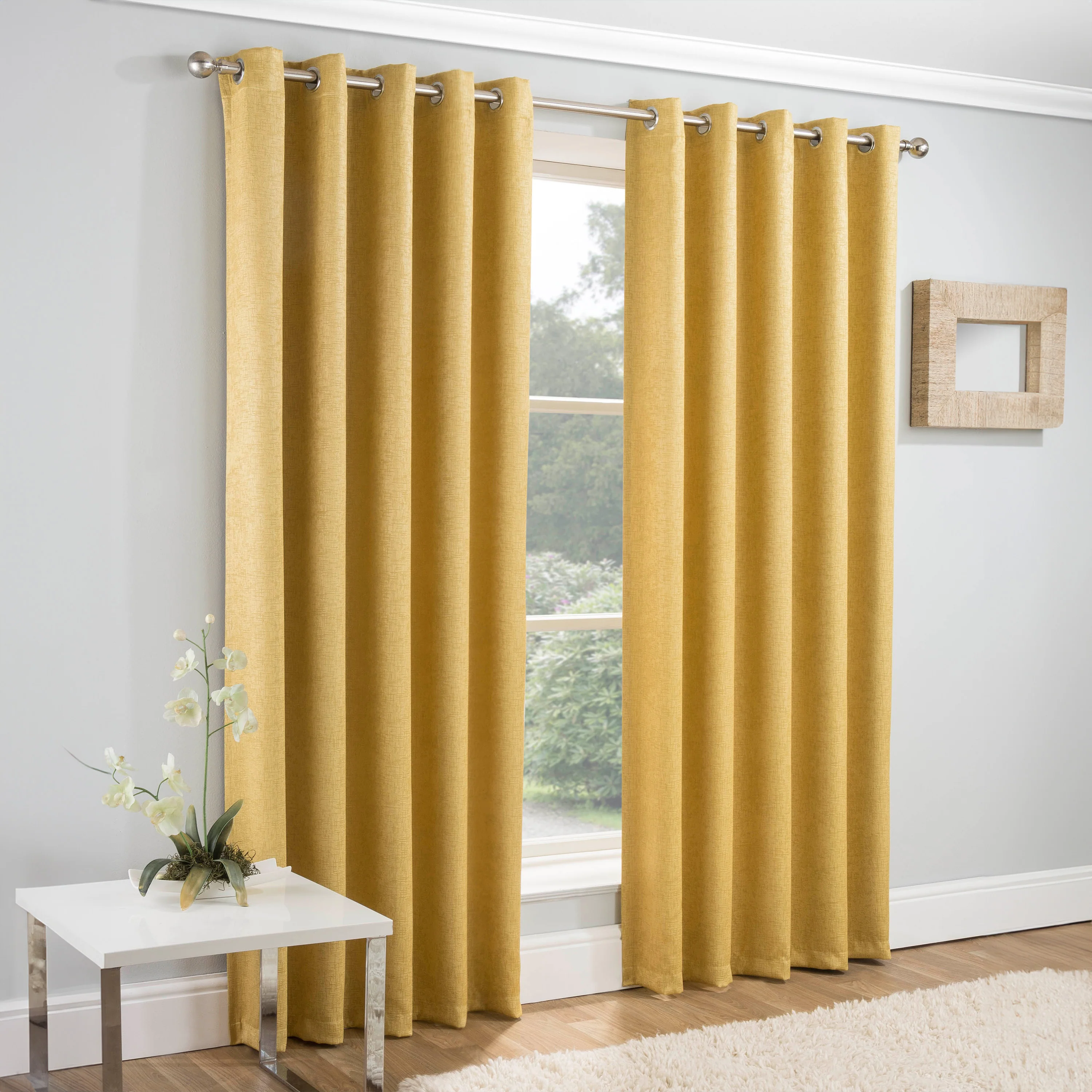 Enhanced Living Vogue Ochre Eyelet Thermal Noise reducing Dim Out Curtains - Pair - Image 2