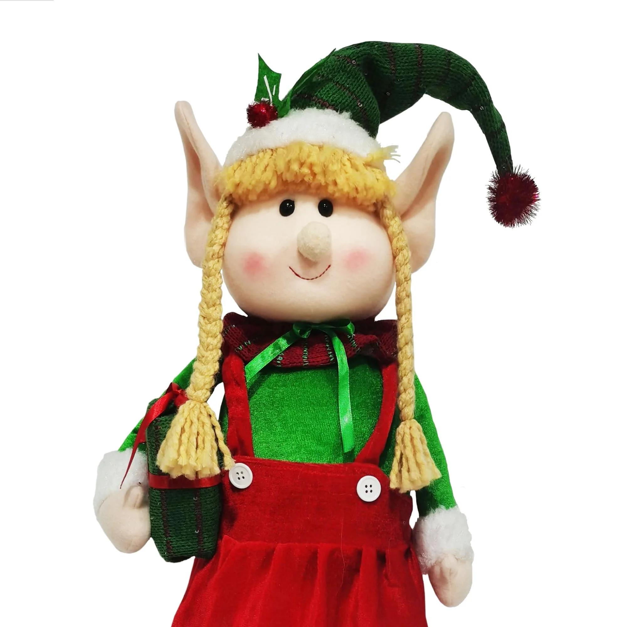 Christmas Sparkle Ethel Elf Standing with Extendable Legs Large 40" in Red Green - Image 2