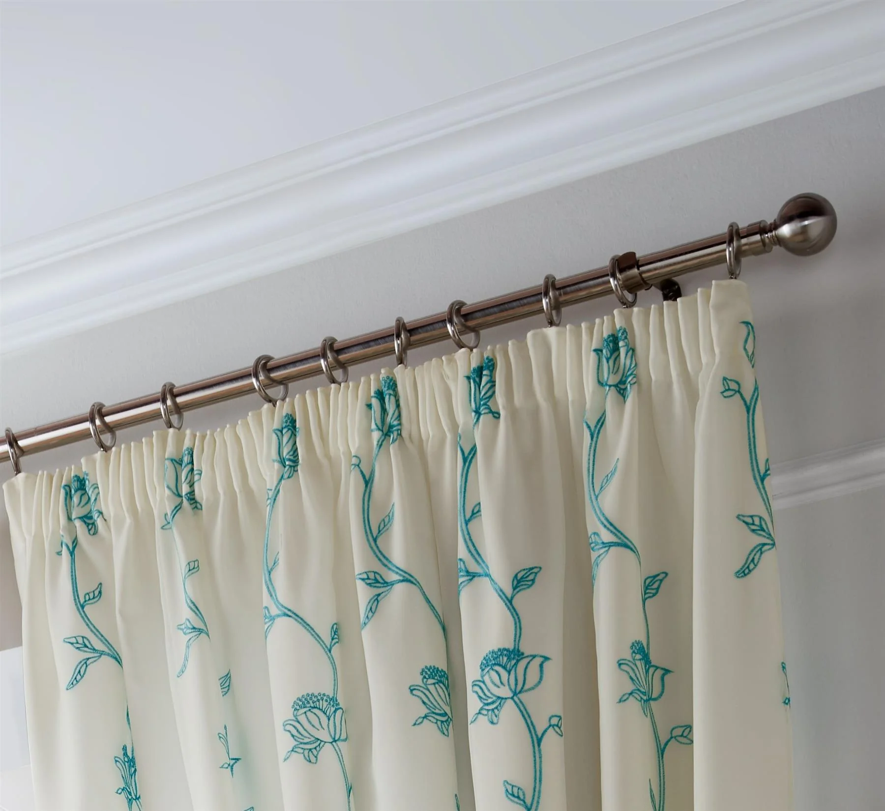 Exeter Embroidery Voile Lined Pencil Pleat Taped Top Curtains - Image 2