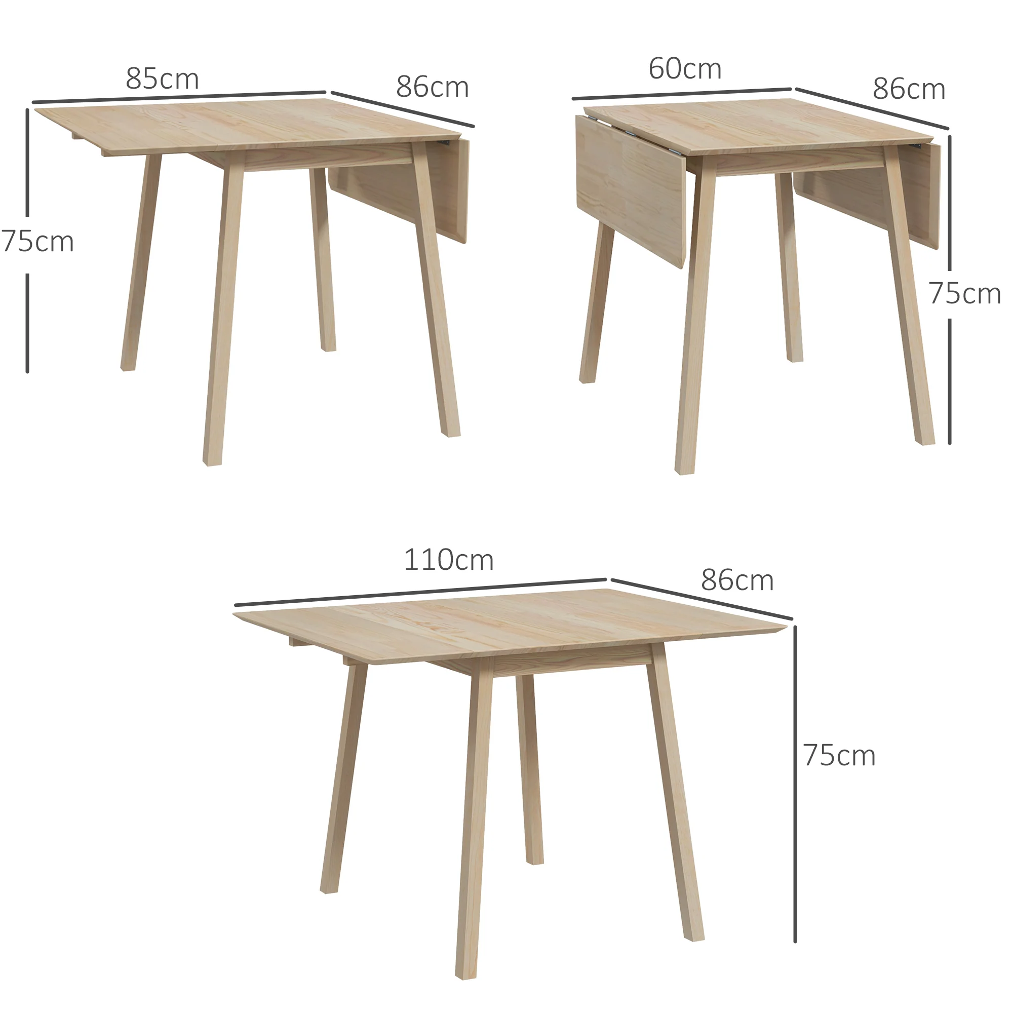 Extendable Kitchen Table For 2-4, Folding Drop Leaf Dining Table For Small Space - Image 5
