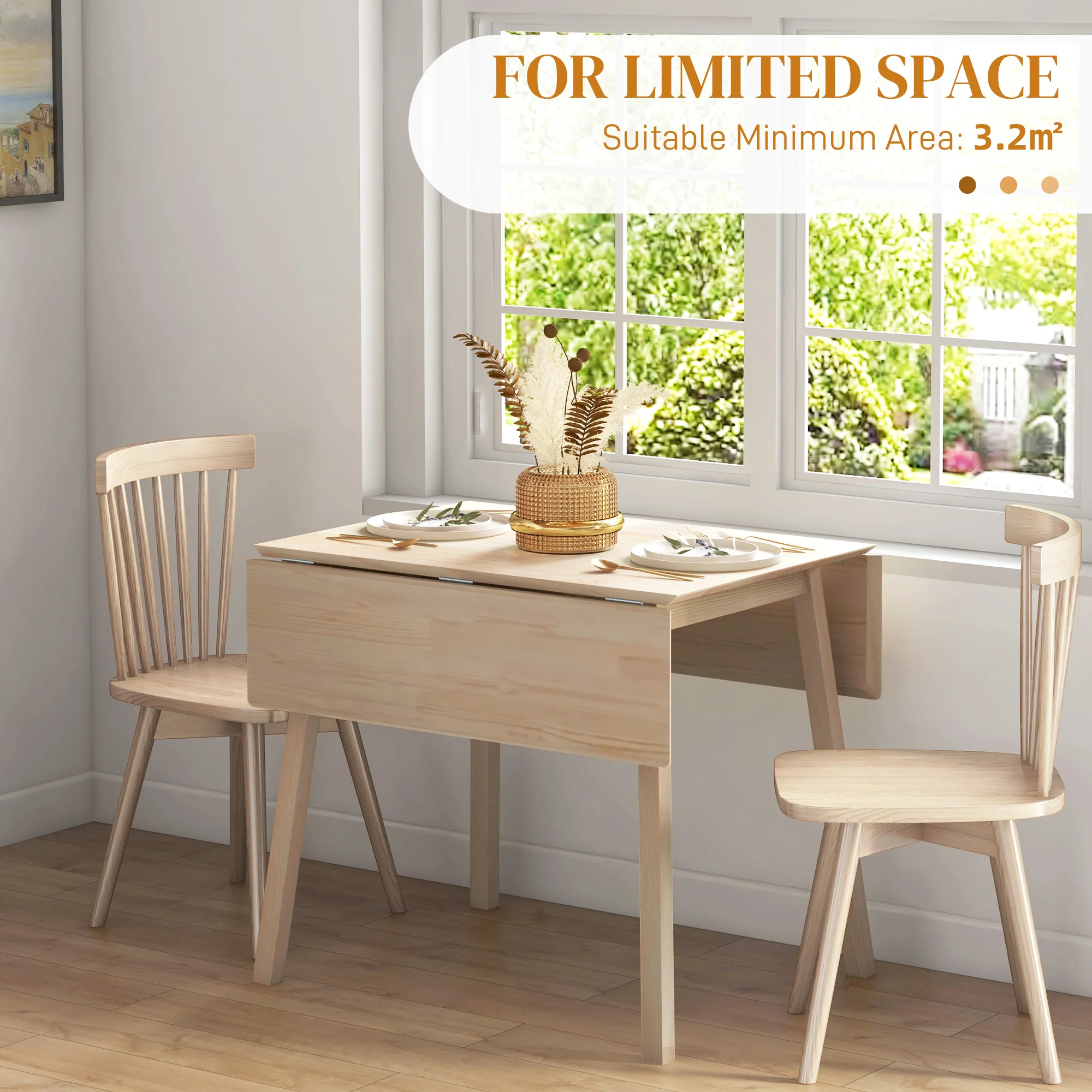 Extendable Kitchen Table For 2-4, Folding Drop Leaf Dining Table For Small Space - Image 6
