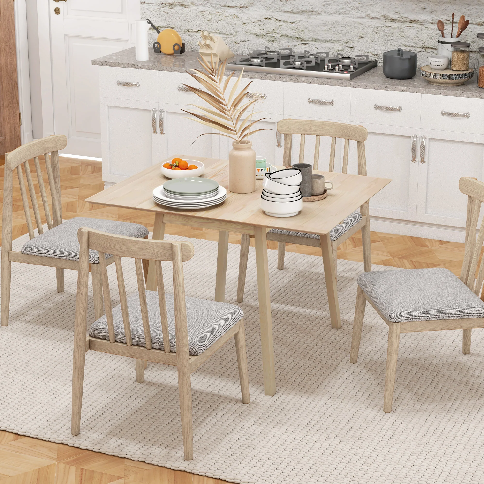 Extendable Kitchen Table For 2-4, Folding Drop Leaf Dining Table For Small Space - Image 7