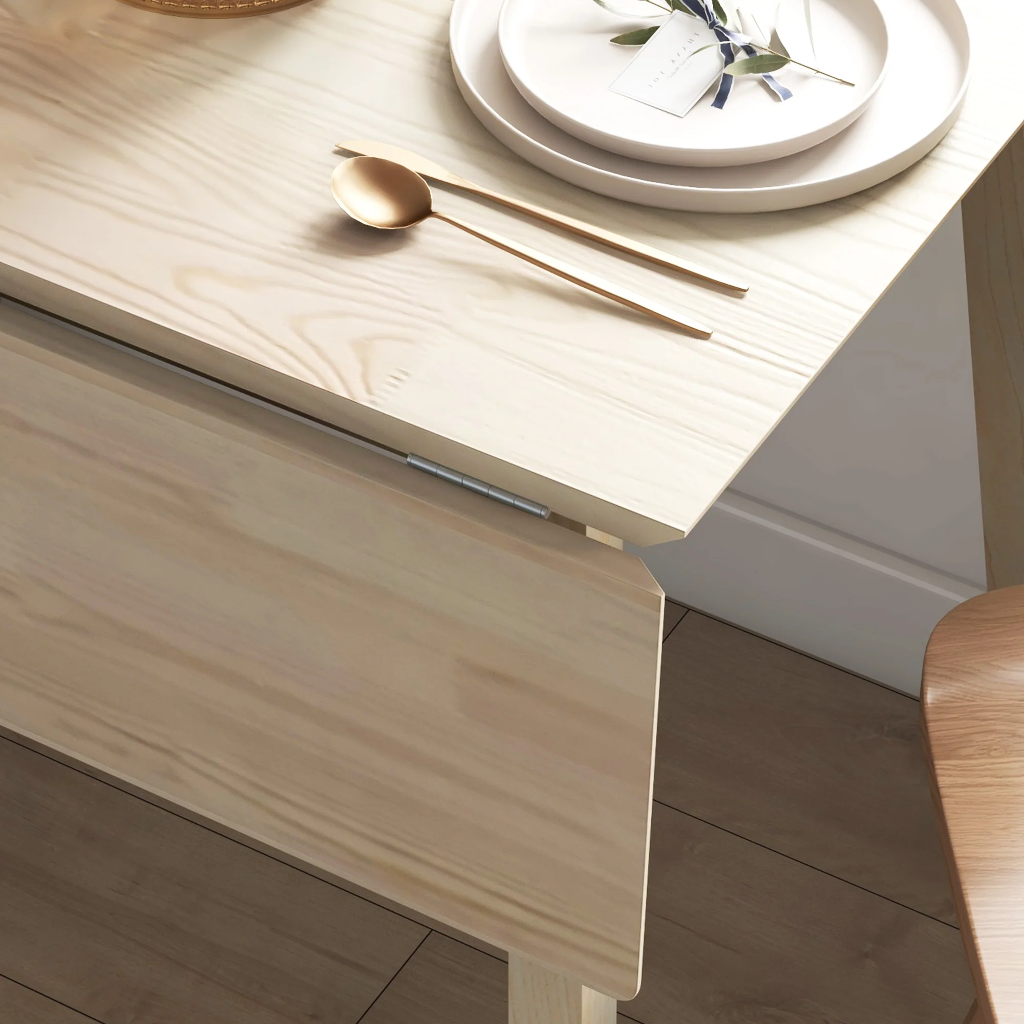 Extendable Kitchen Table For 2-4, Folding Drop Leaf Dining Table For Small Space - Image 9