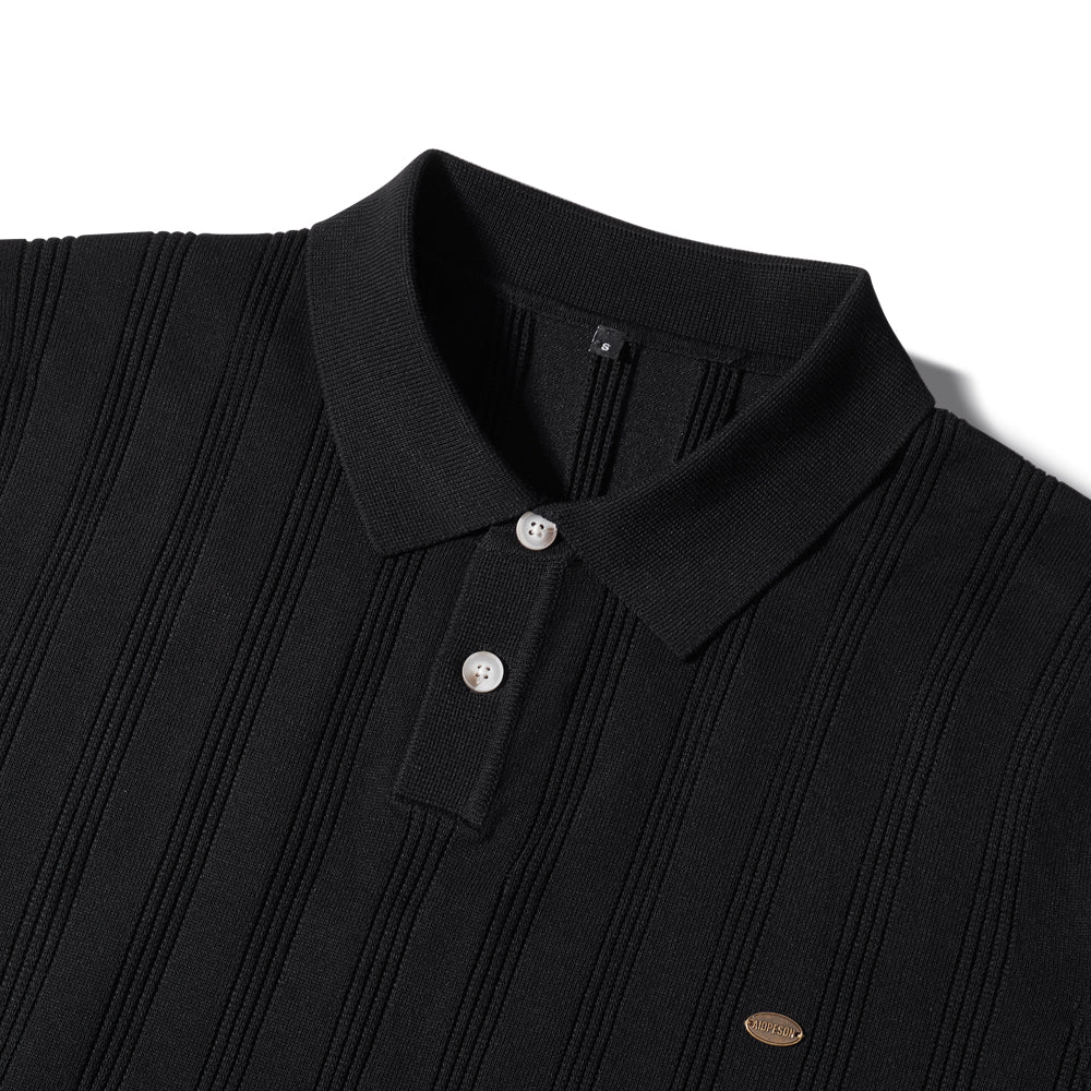 Fashionable Short Sleeve Polo T-Shirt - Black - Image 4