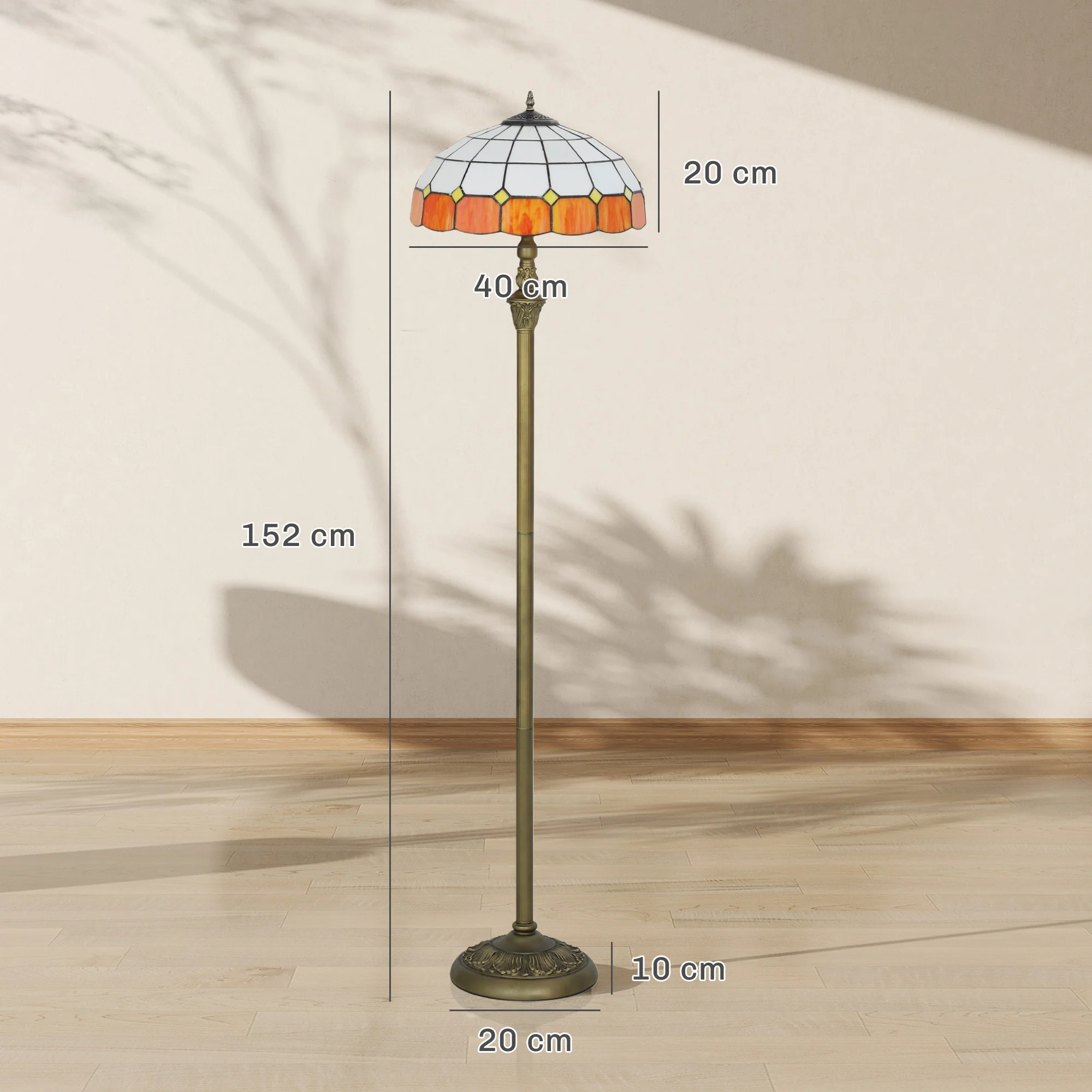 Floor Lamp With Handcrafted Stained Glass Shade, Vintage Standing Lamp - Image 5