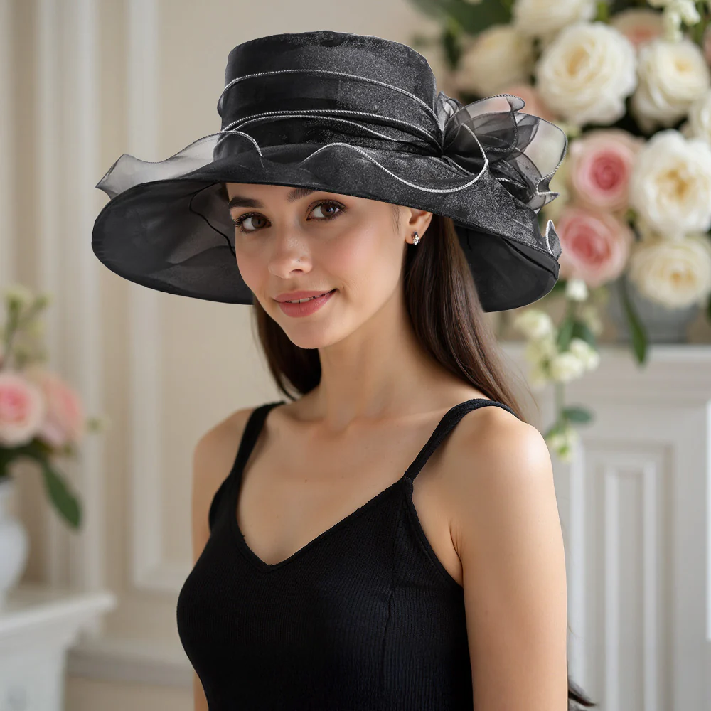 Floral Organza Wide-brim Sun Hat - Image 18