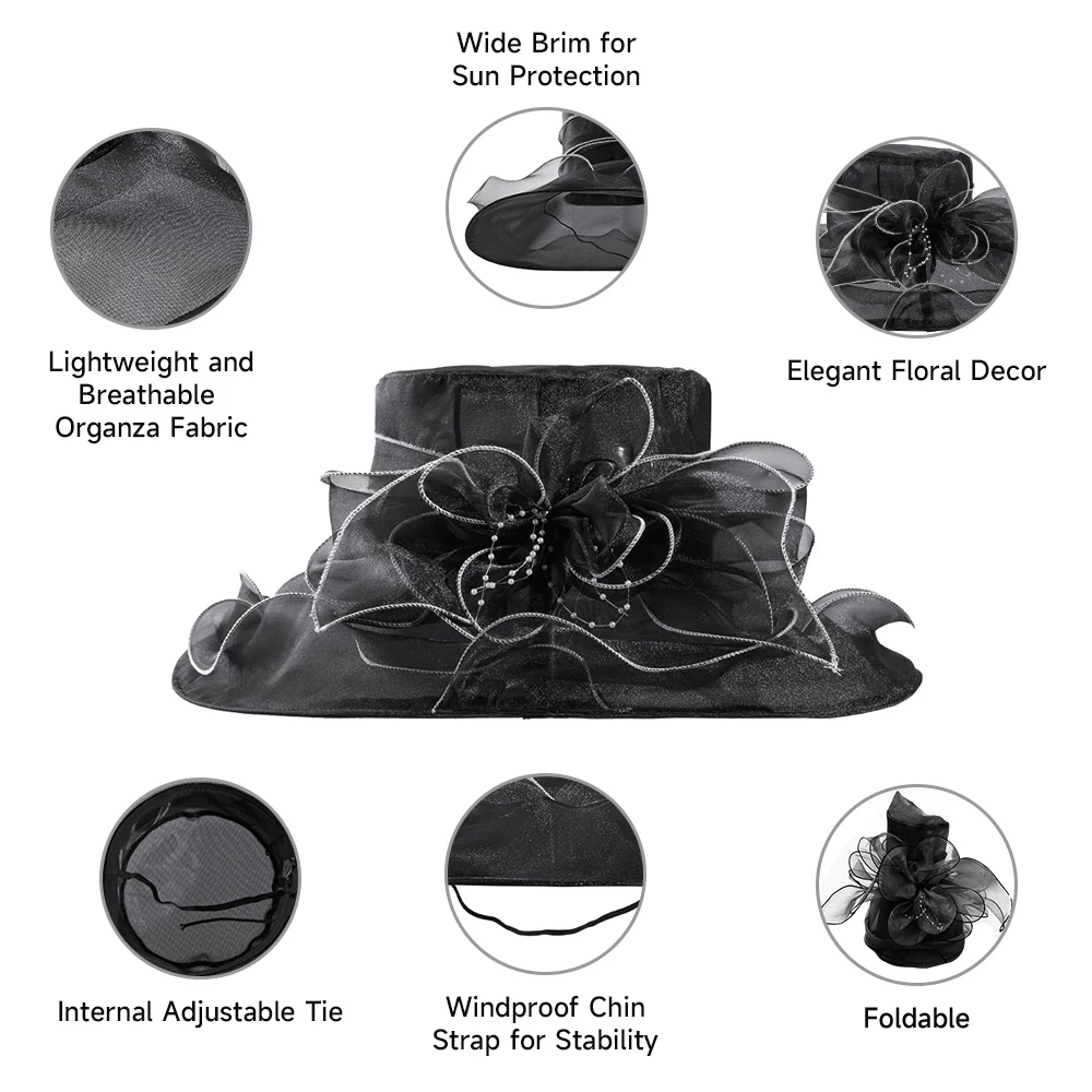 Floral Organza Wide-brim Sun Hat - Image 24
