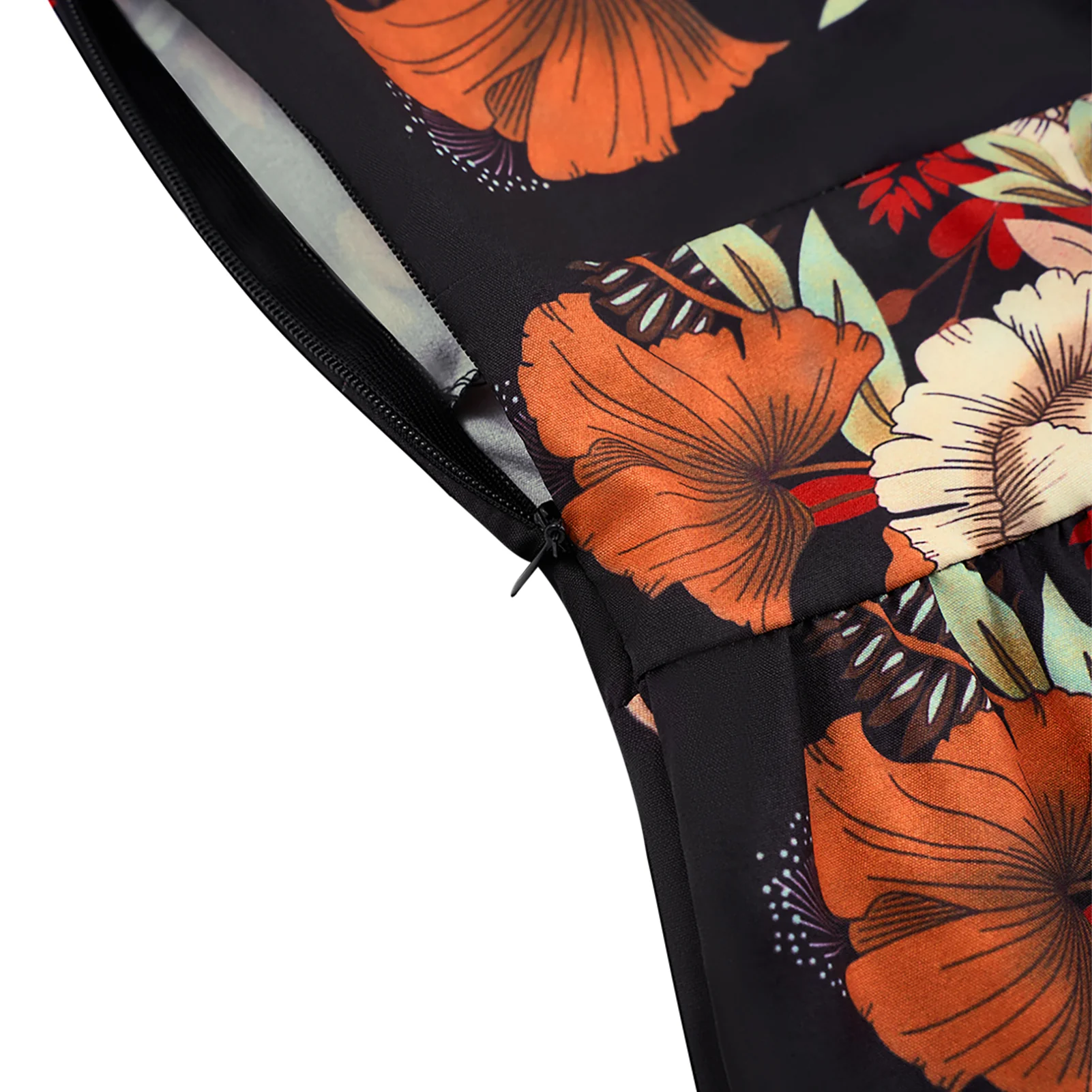 Floral Print V-Neck Short Sleeve Summer Midi Dress With Pockets - Image 6