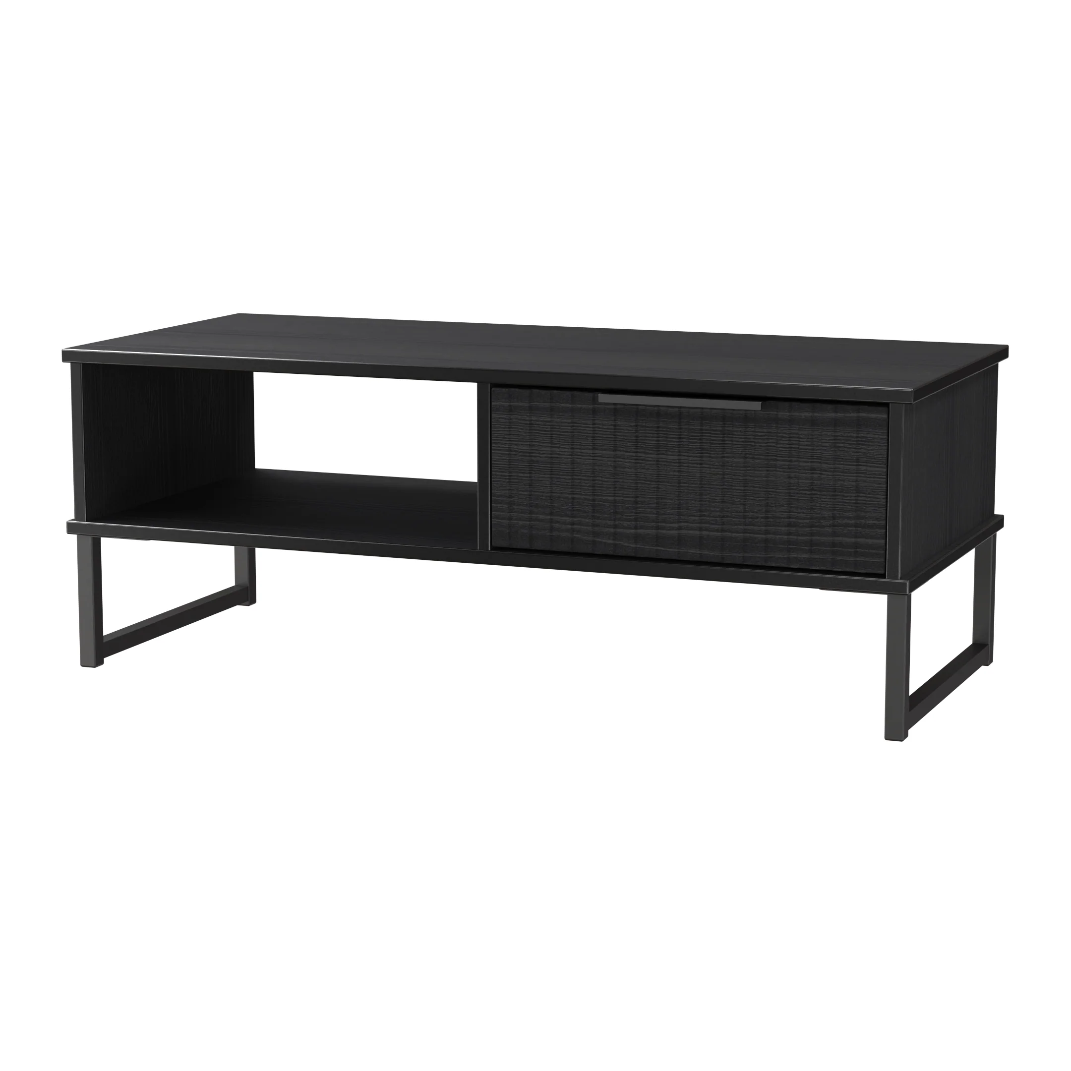 Fluted 1 Drawer Coffee Table in Black Ash - Ready Assembled - Image 4