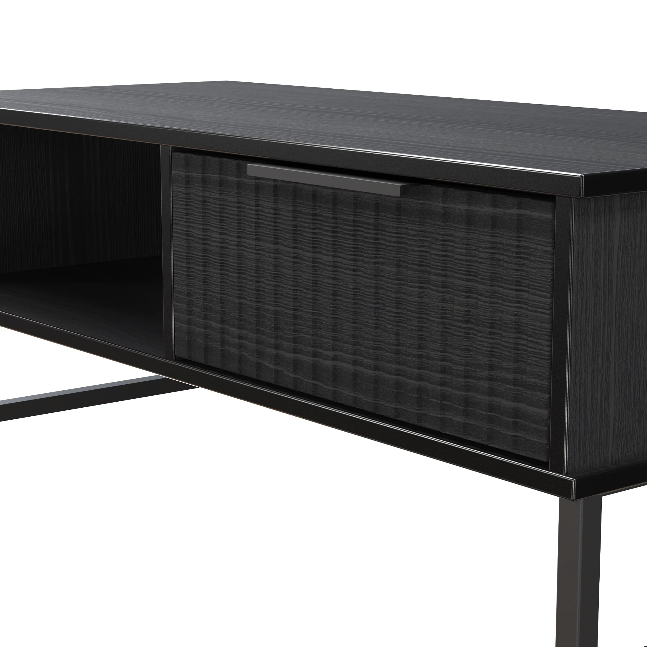 Fluted 1 Drawer Coffee Table in Black Ash - Ready Assembled - Image 5