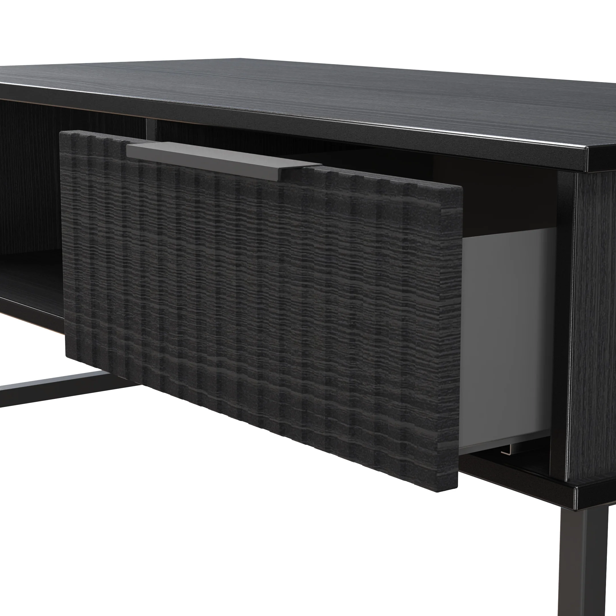 Fluted 1 Drawer Coffee Table in Black Ash - Ready Assembled - Image 6