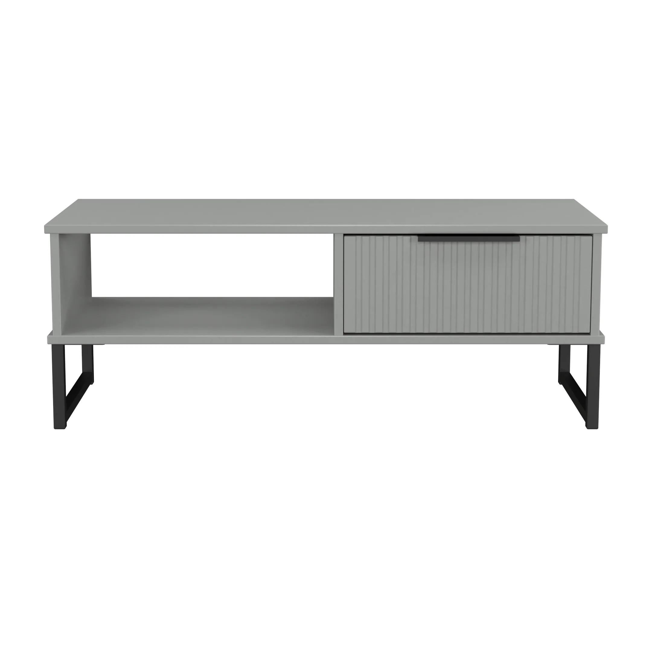 Fluted 1 Drawer Coffee Table in Dusk Grey - Ready Assembled - Image 2