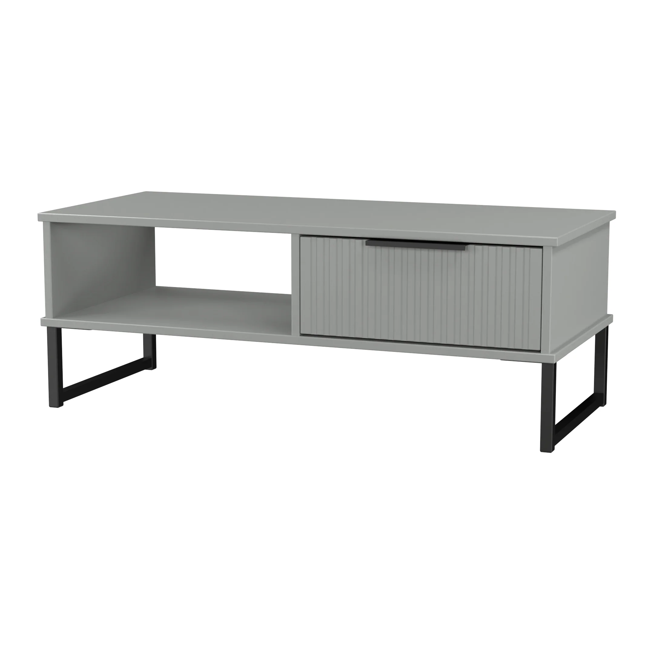 Fluted 1 Drawer Coffee Table in Dusk Grey - Ready Assembled - Image 4