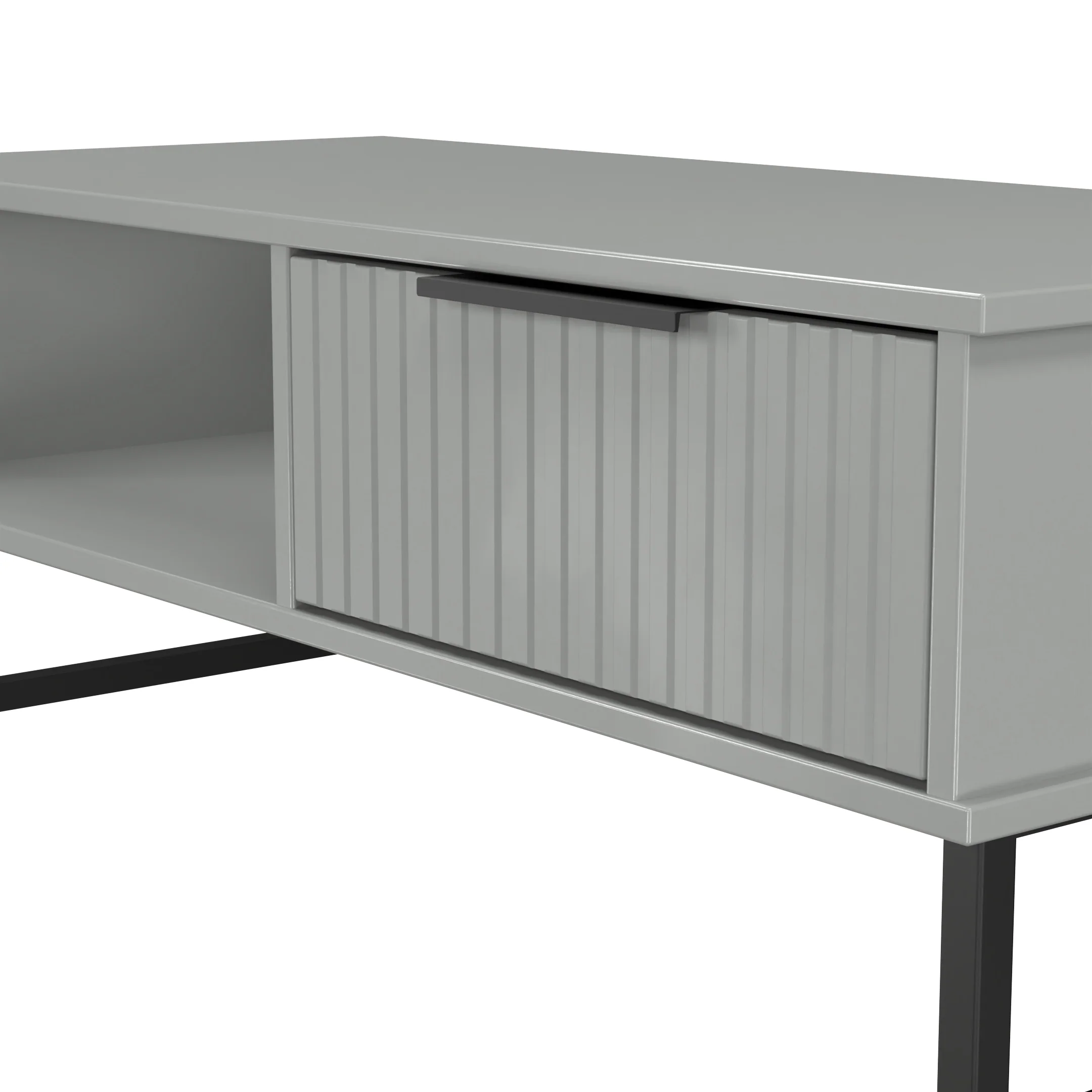 Fluted 1 Drawer Coffee Table in Dusk Grey - Ready Assembled - Image 5