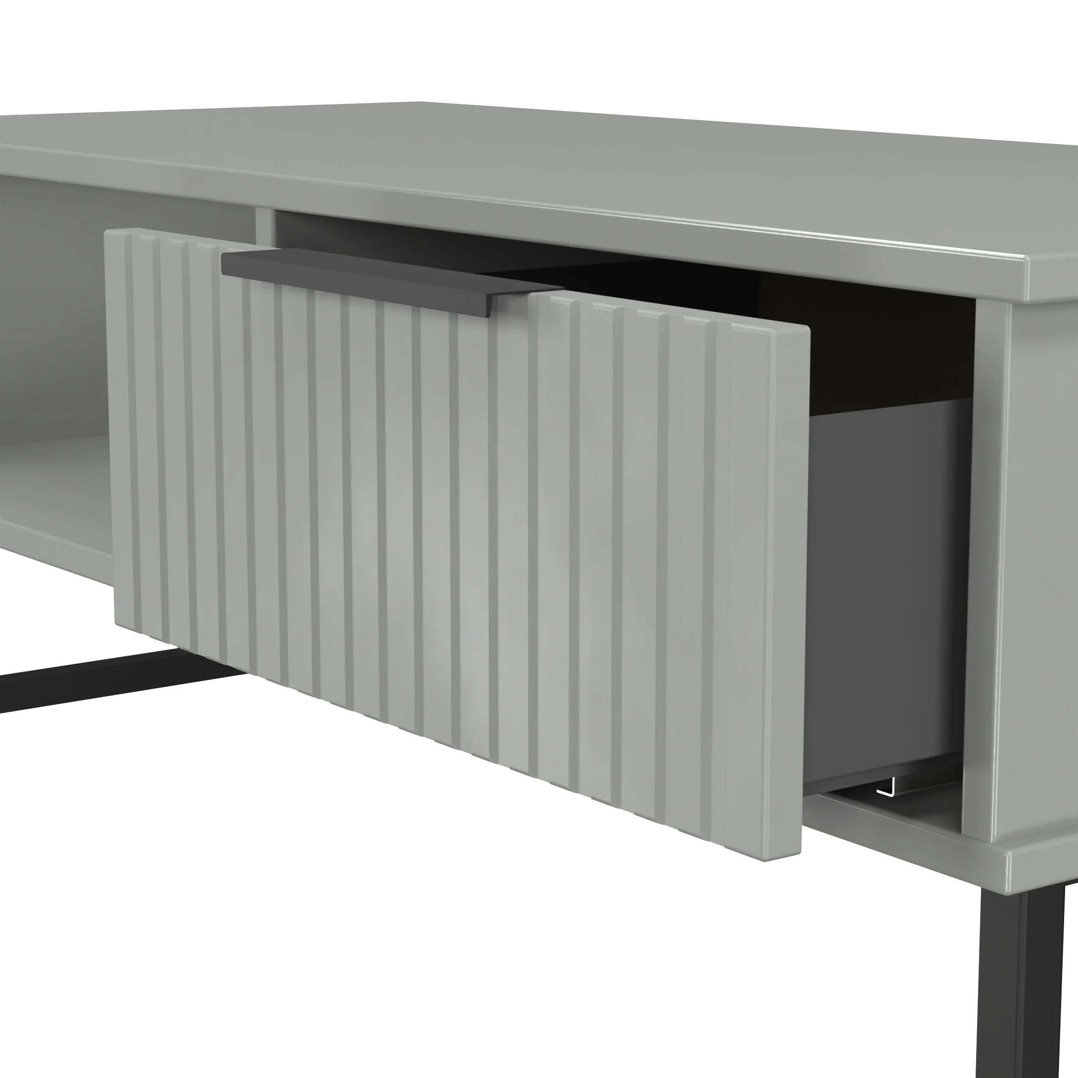 Fluted 1 Drawer Coffee Table in Dusk Grey - Ready Assembled - Image 6