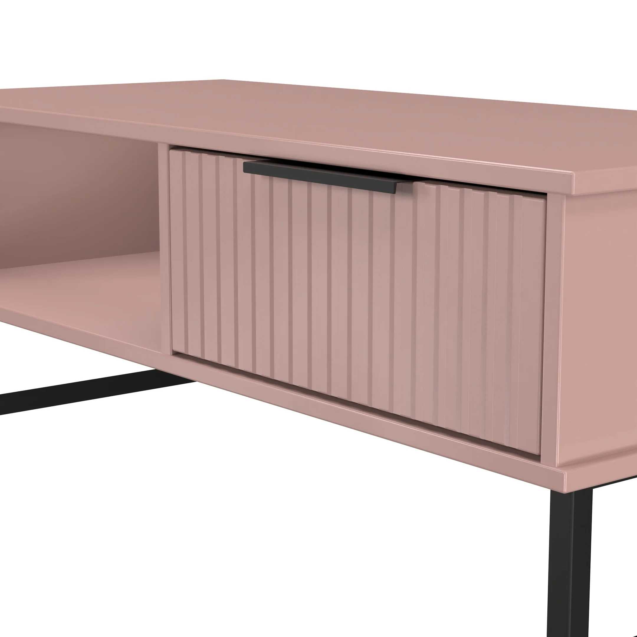 Fluted 1 Drawer Coffee Table in Kobe Pink - Ready Assembled - Image 5