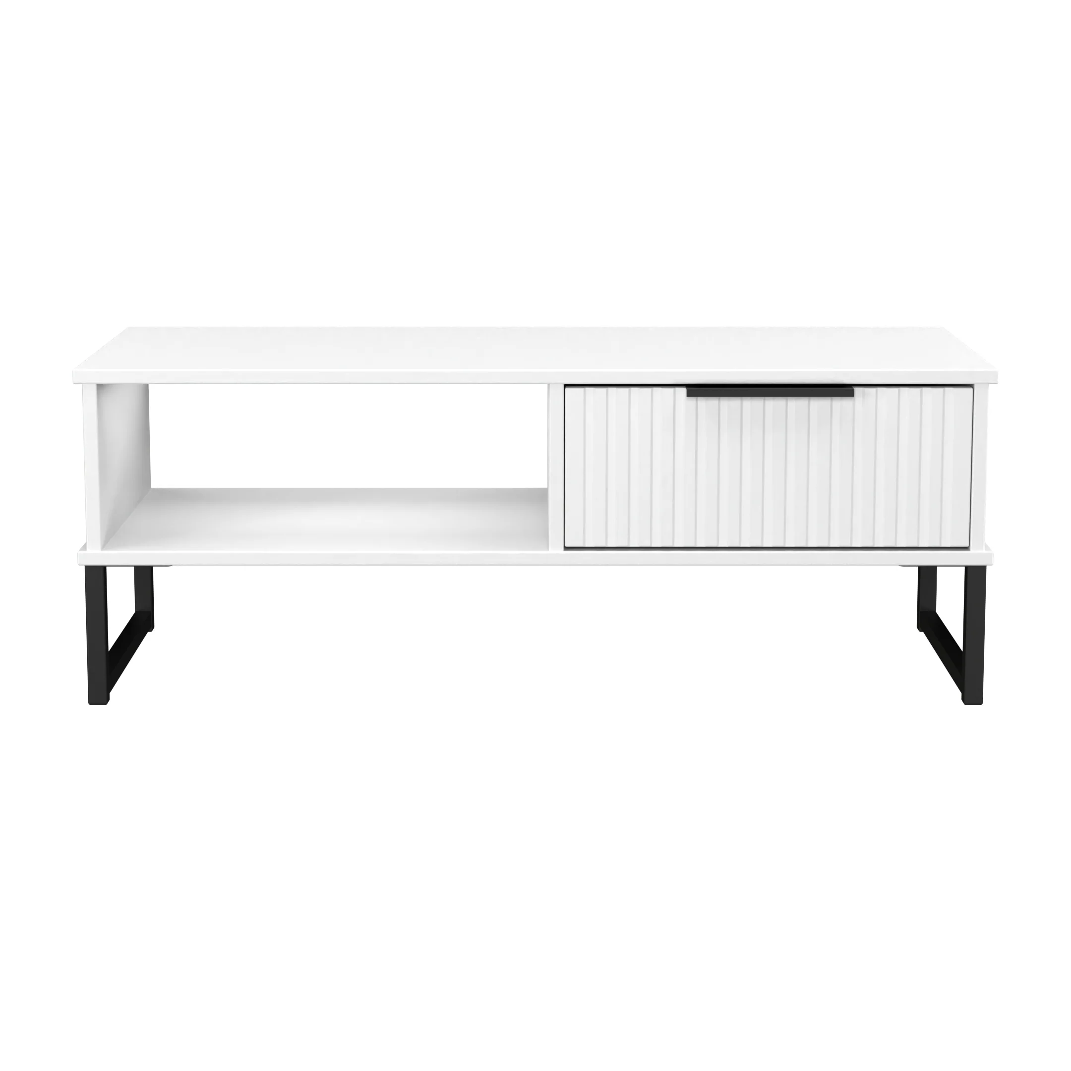 Fluted 1 Drawer Coffee Table in White Matt - Ready Assembled - Image 2