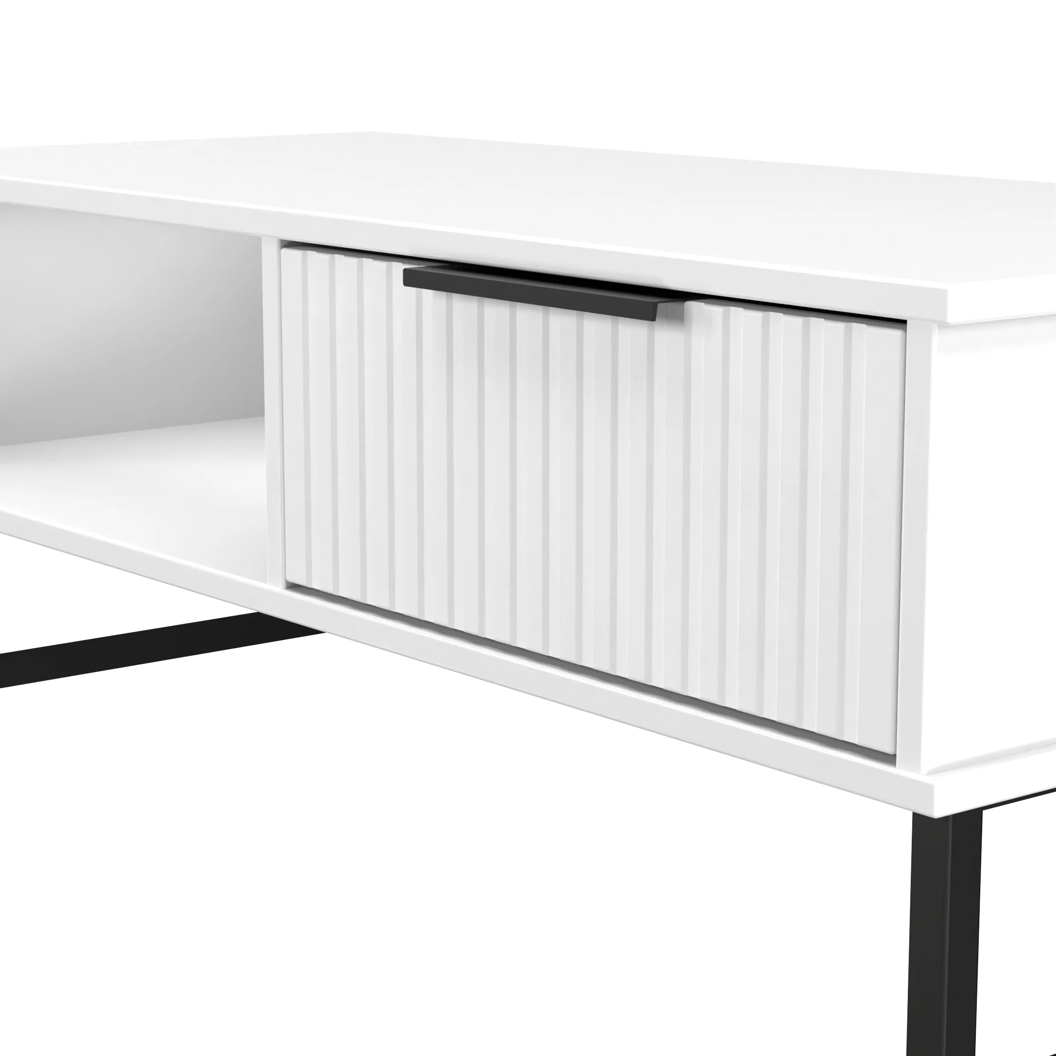 Fluted 1 Drawer Coffee Table in White Matt - Ready Assembled - Image 5