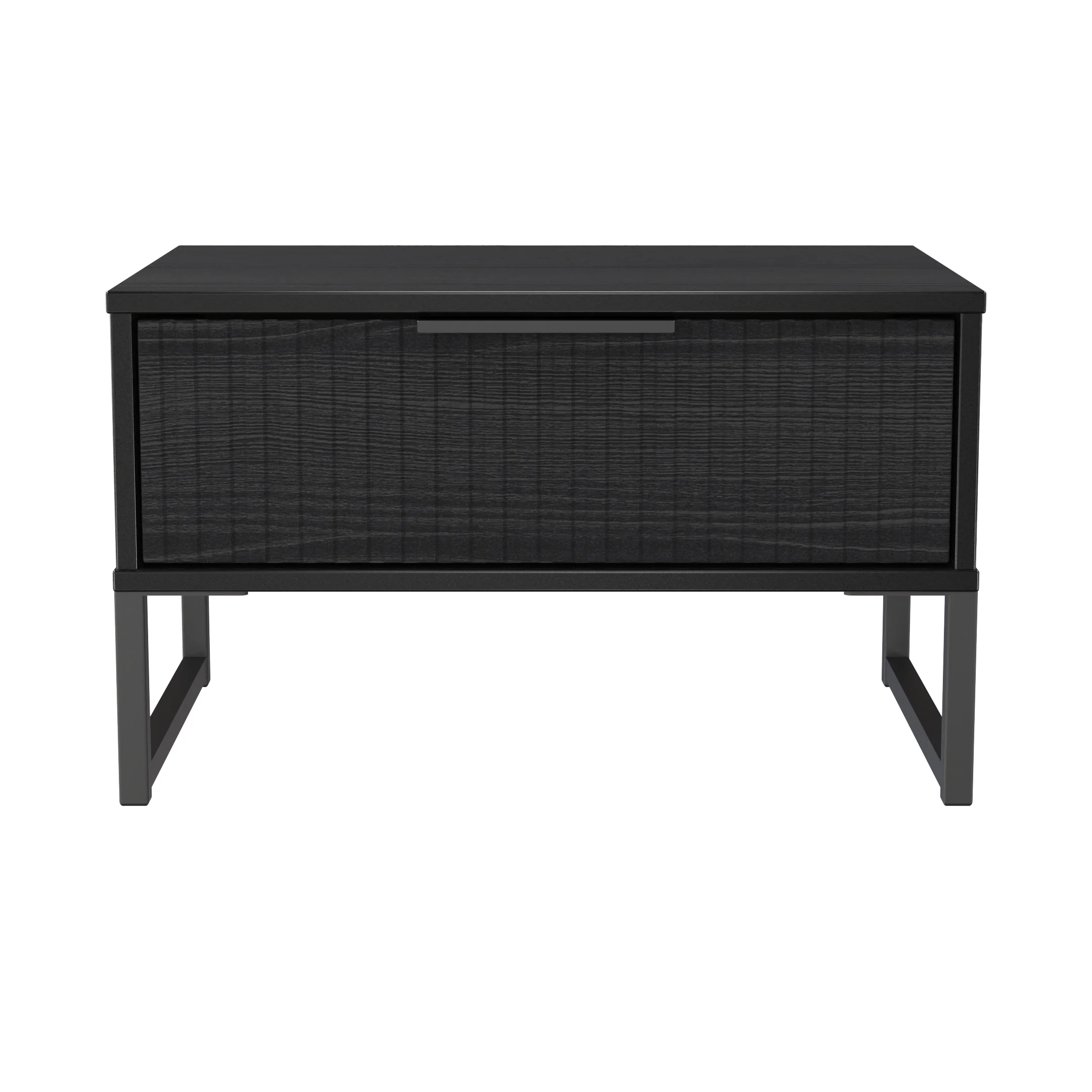 Fluted 1 Drawer Wide Side Table in Black Ash - Ready Assembled - Image 2
